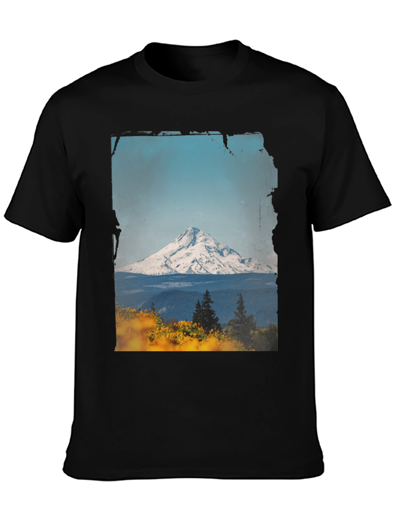 Black Mountain View Graphic Tee - Black Casual Shirt view 3