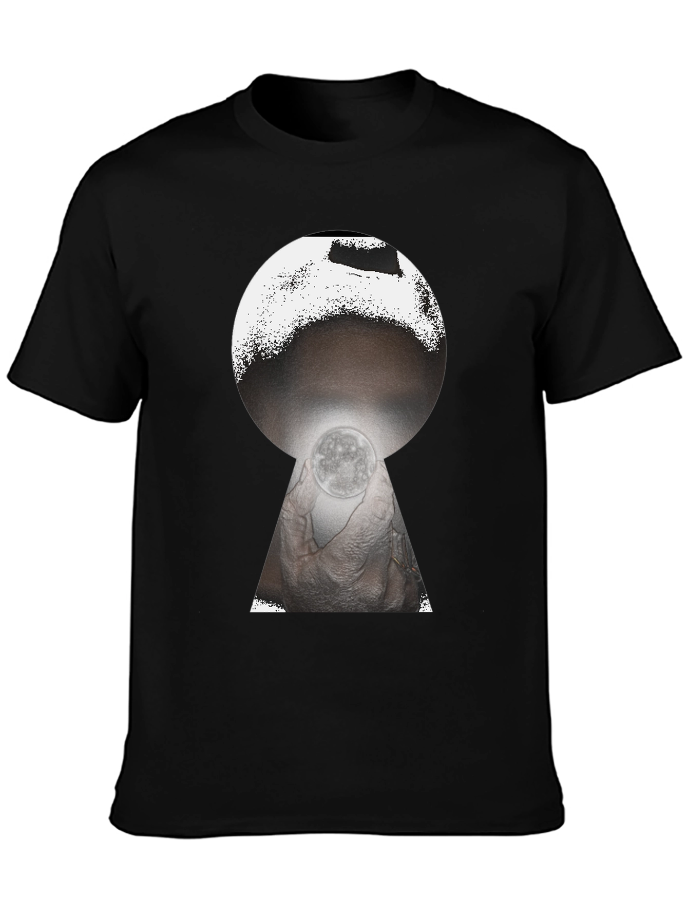 Black Mystic Moon Keyhole Graphic Tee - Black view 3