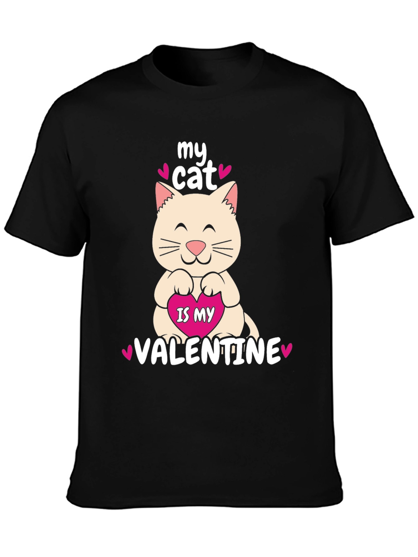 Black My Cat is My Valentine T-Shirt view 3