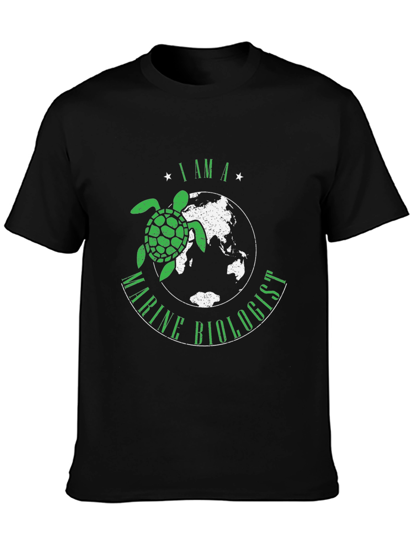 Black Marine Biologist Turtle Graphic T-Shirt view 3