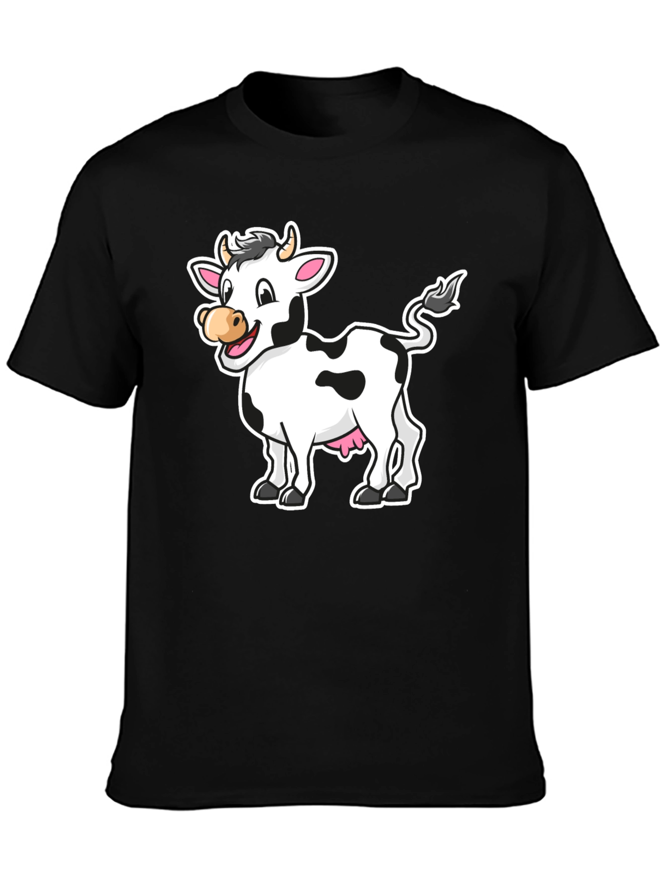 Black Cow Graphic Print Black T-Shirt view 3