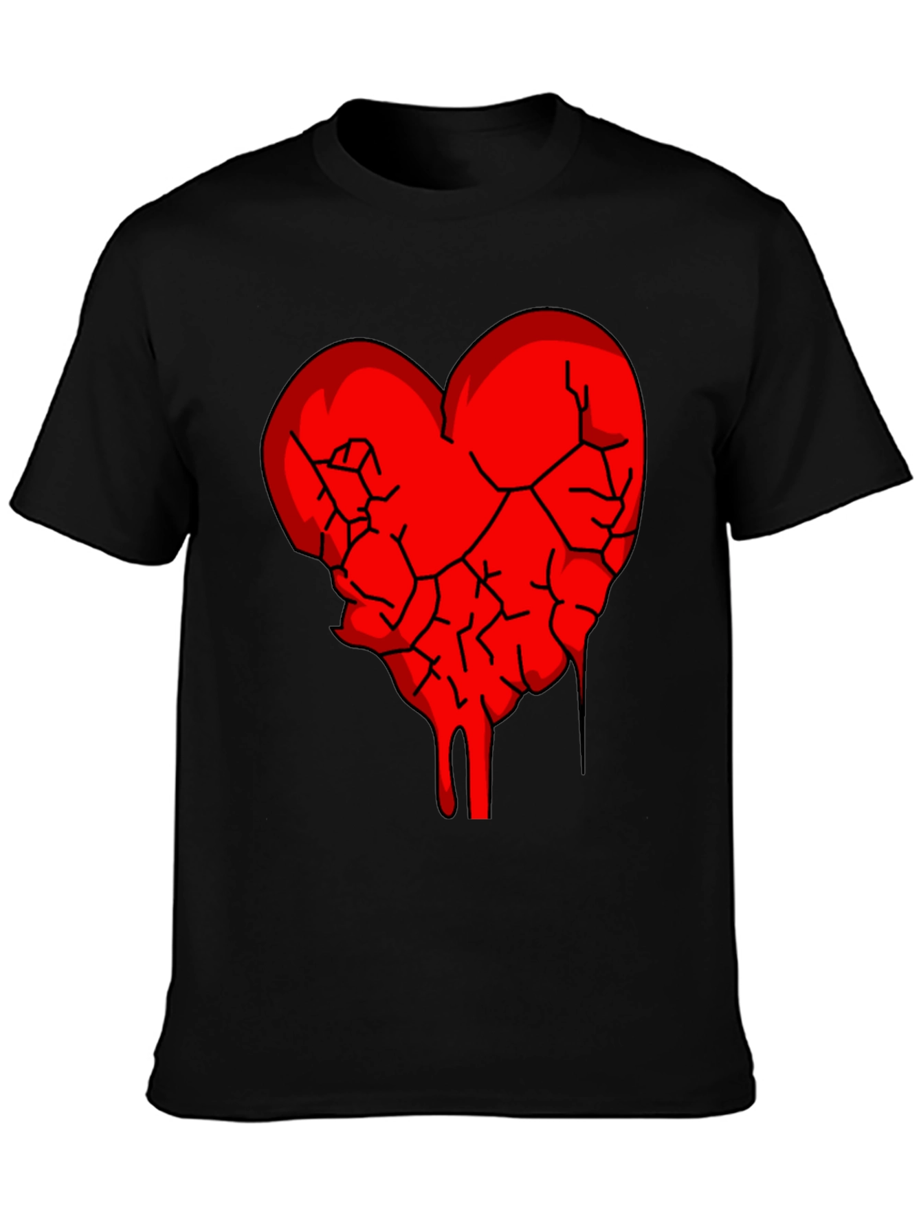 Black Broken Heart Graphic Tee - Black Cotton Blend view 3