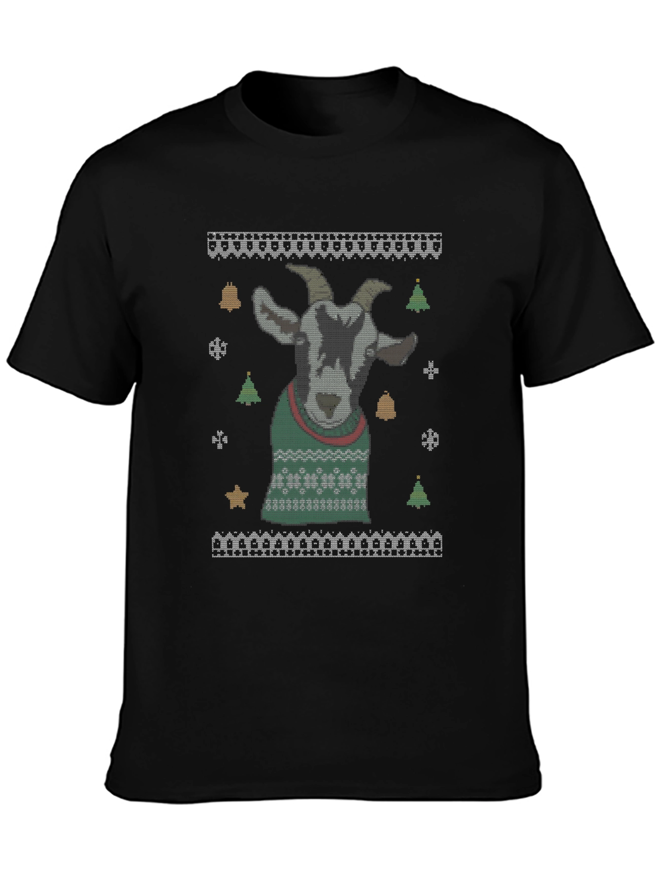 Black Goat Ugly Christmas Sweater T-Shirt view 3
