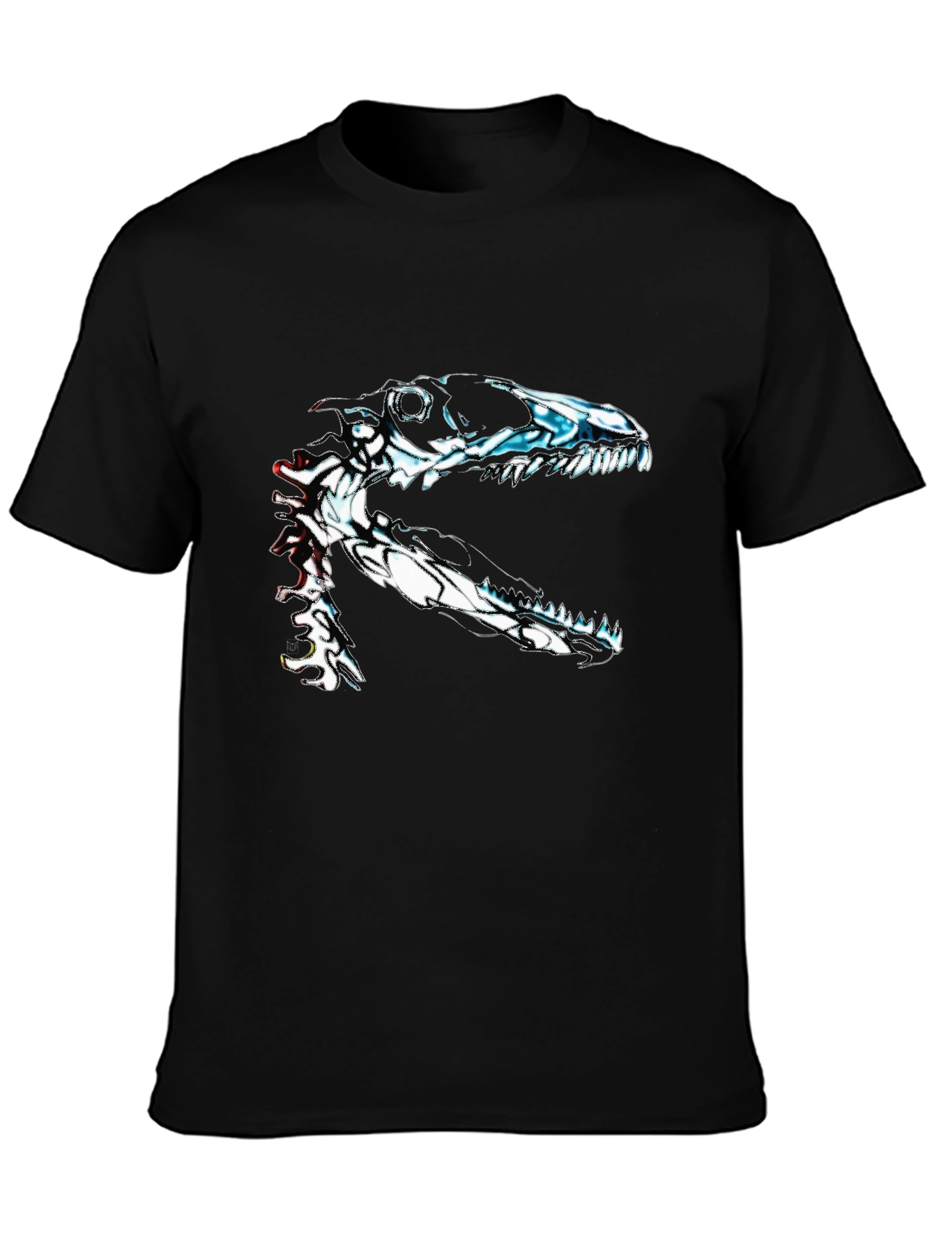 Black Dinosaur Skeleton Graphic Black T-Shirt view 3