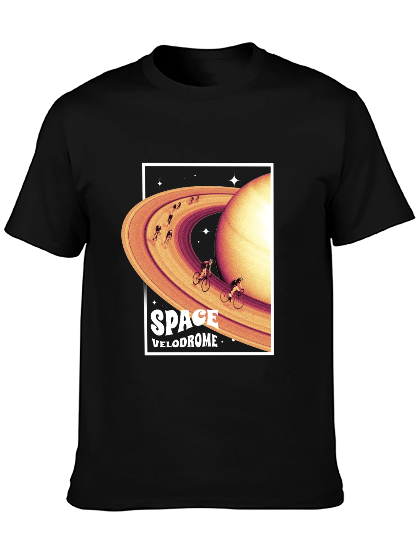 Black Space Velodrome Graphic T-Shirt - Saturn Cycling Tee view 3