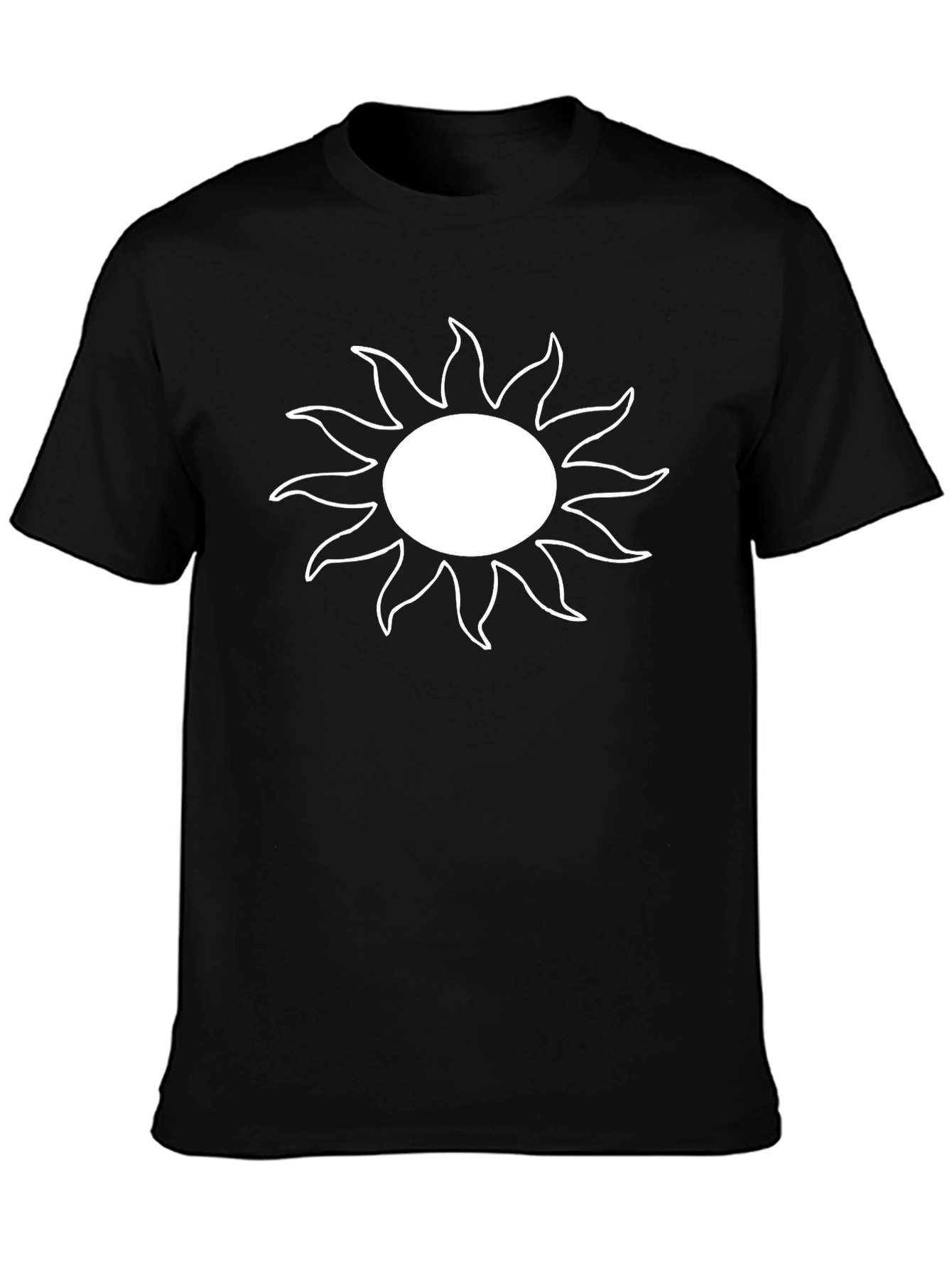 Black Black T-Shirt with White Sun Graphic view 3