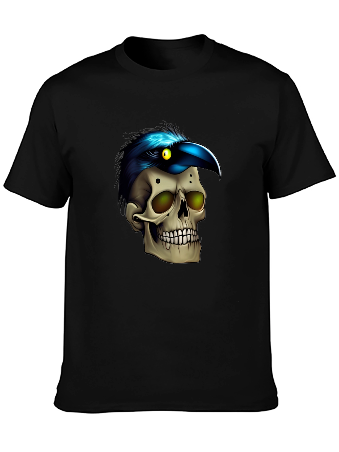Black Skull & Raven T-Shirt: Gothic Style view 3