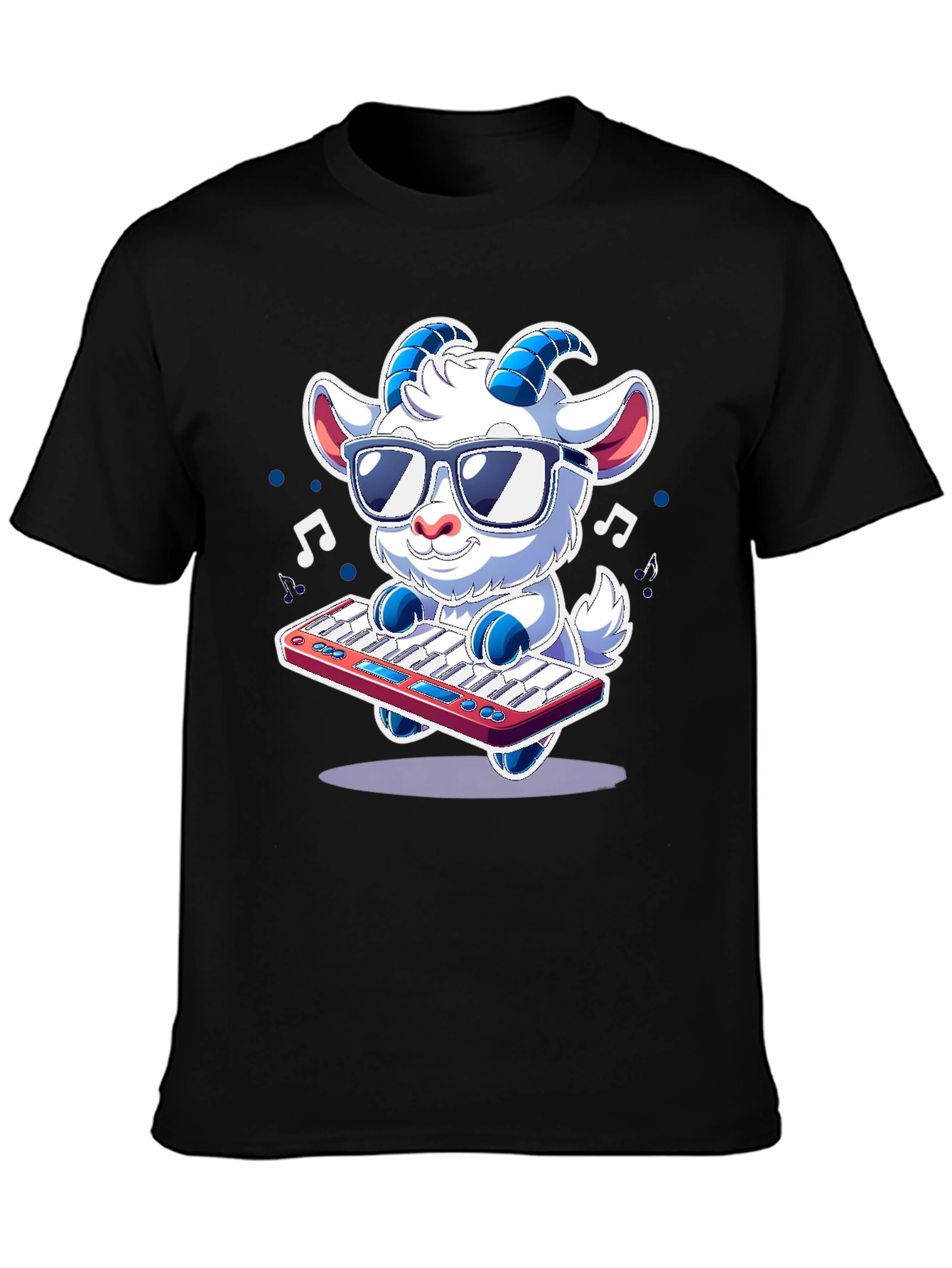 Black Cool Goat Keyboardist T-Shirt - Music Lover Tee view 3