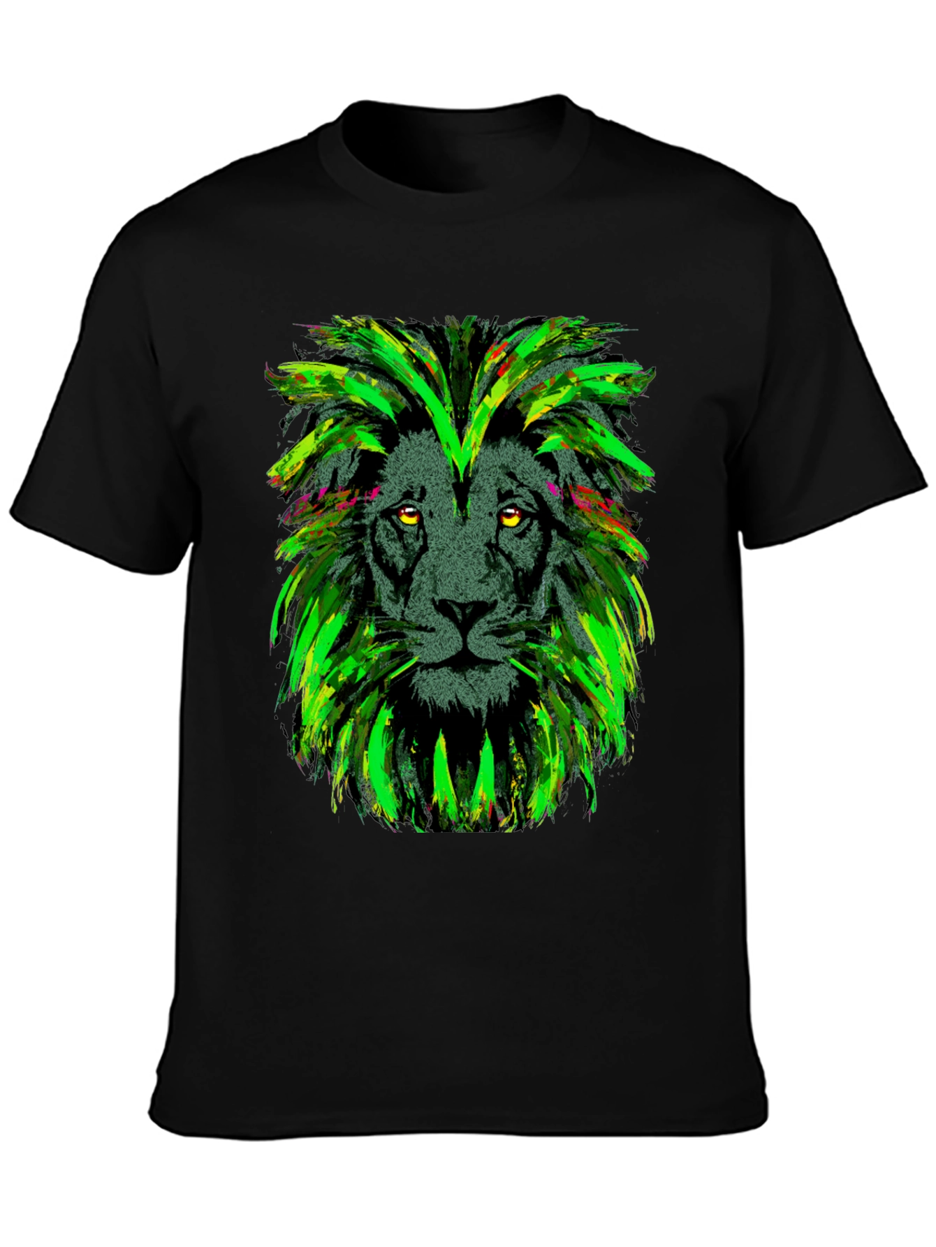 Black Lion Head Graphic Print Black T-Shirt view 3