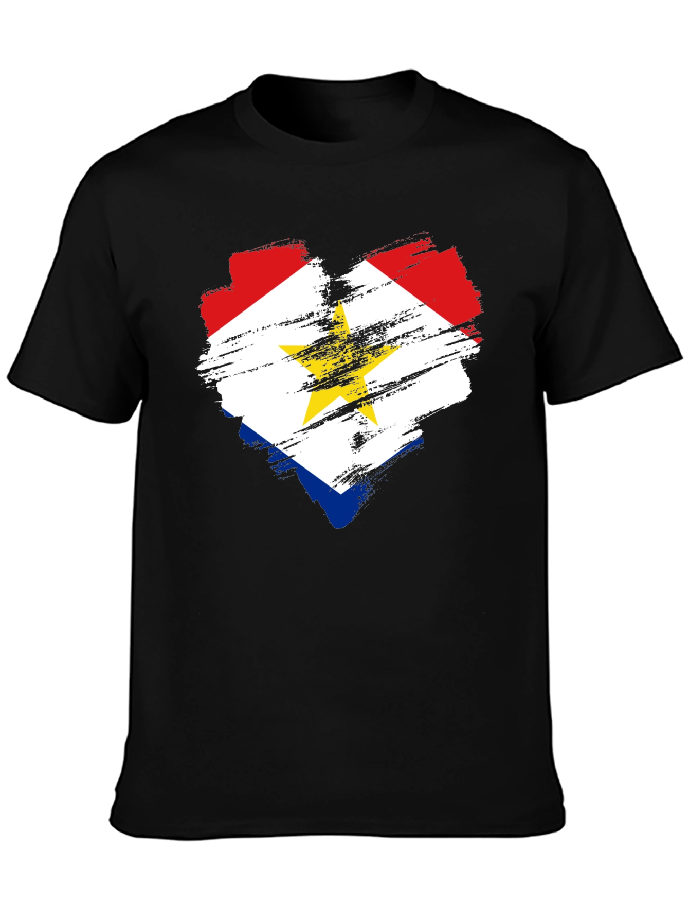 Black Saba Flag Heart T-Shirt view 3
