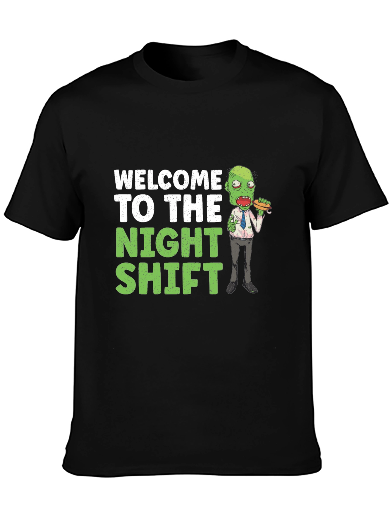 Black Welcome To The Night Shift Zombie T-Shirt view 3