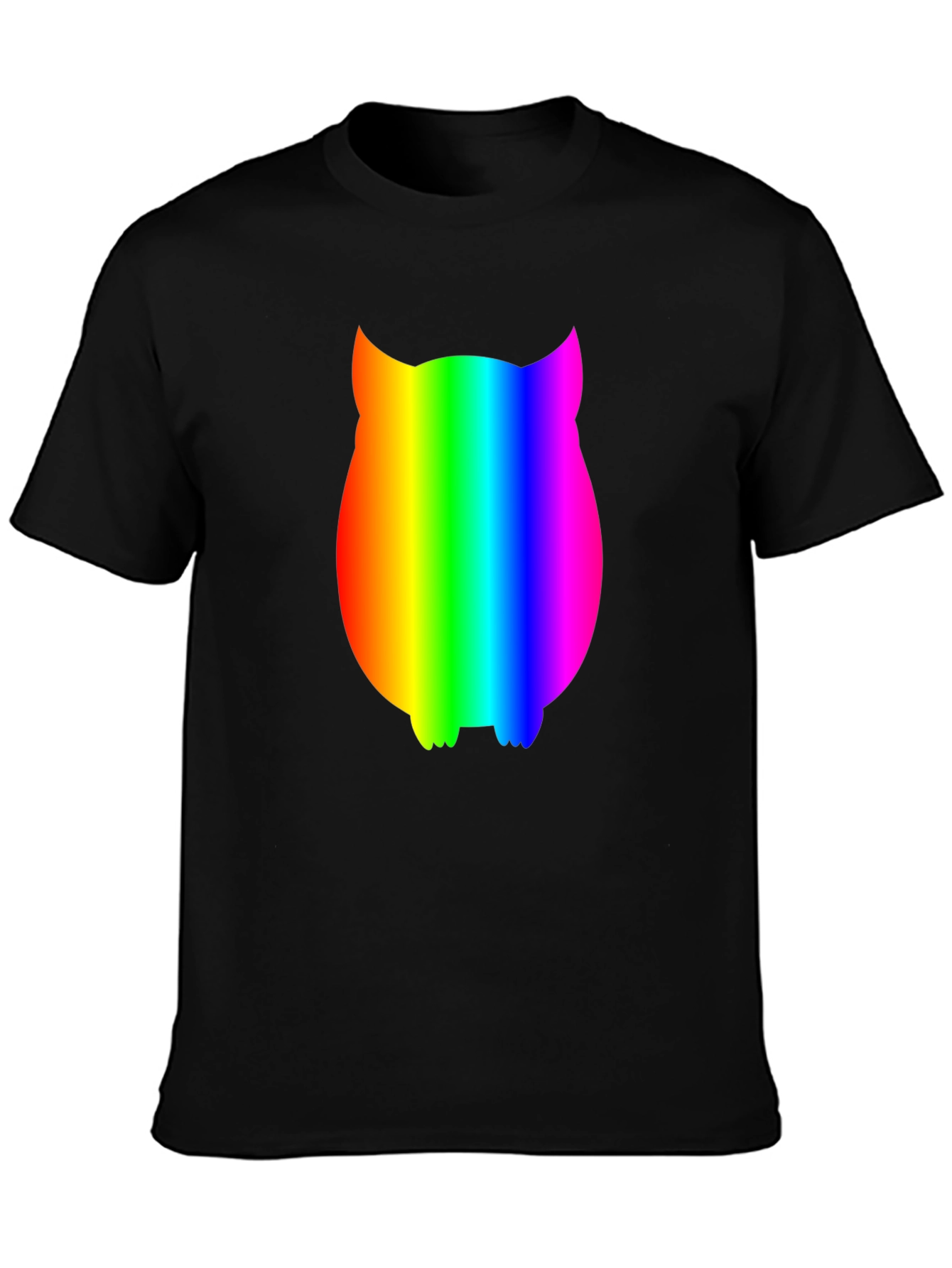 Black Rainbow Owl Graphic Tee - Black Cotton Blend view 3