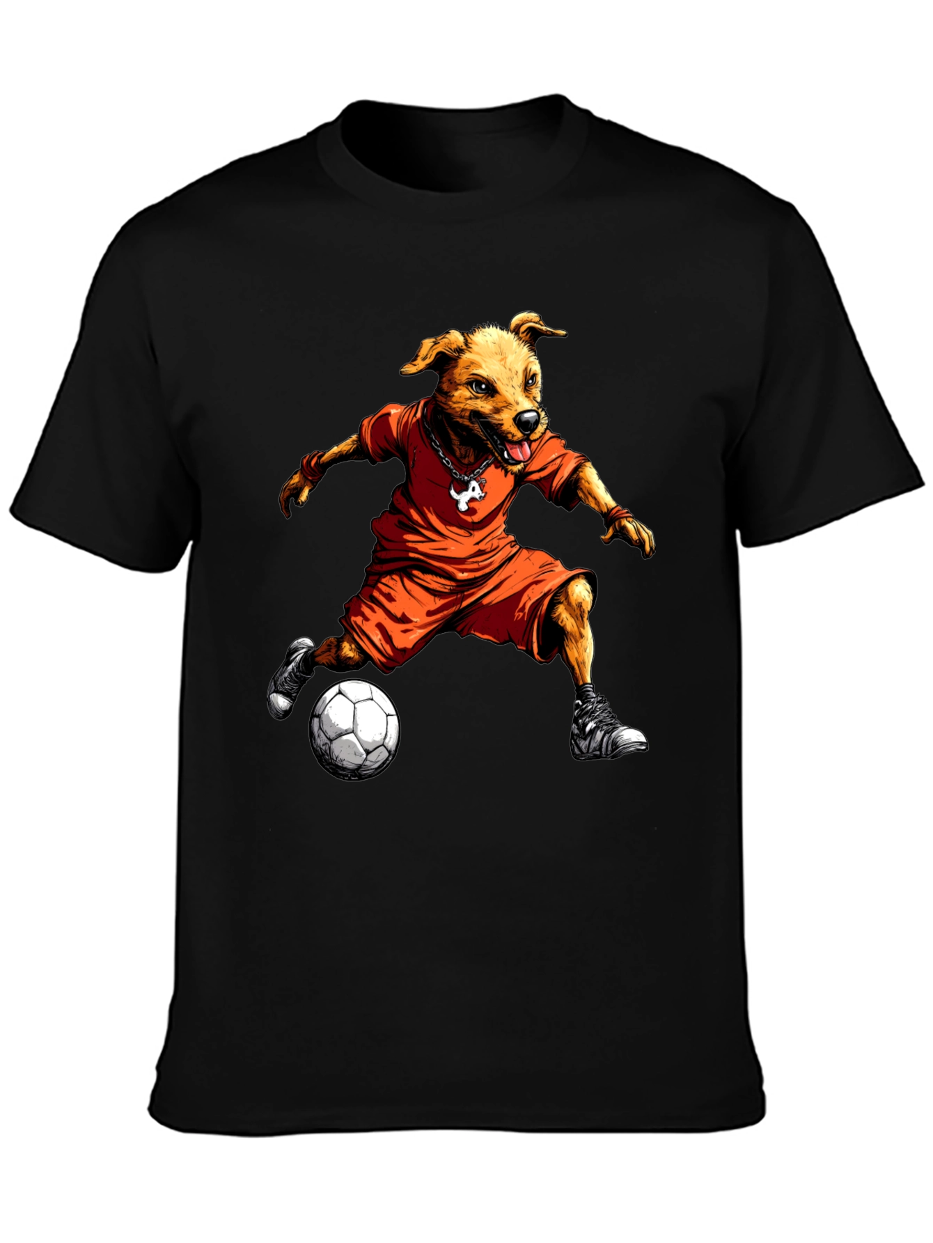 Black Dog Soccer Player Graphic T-Shirt view 3