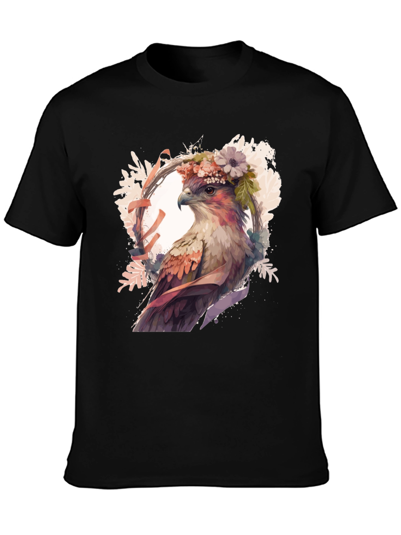 Hawk Floral Crown Graphic Tee - Stylish Bird Lover Shirt - 3