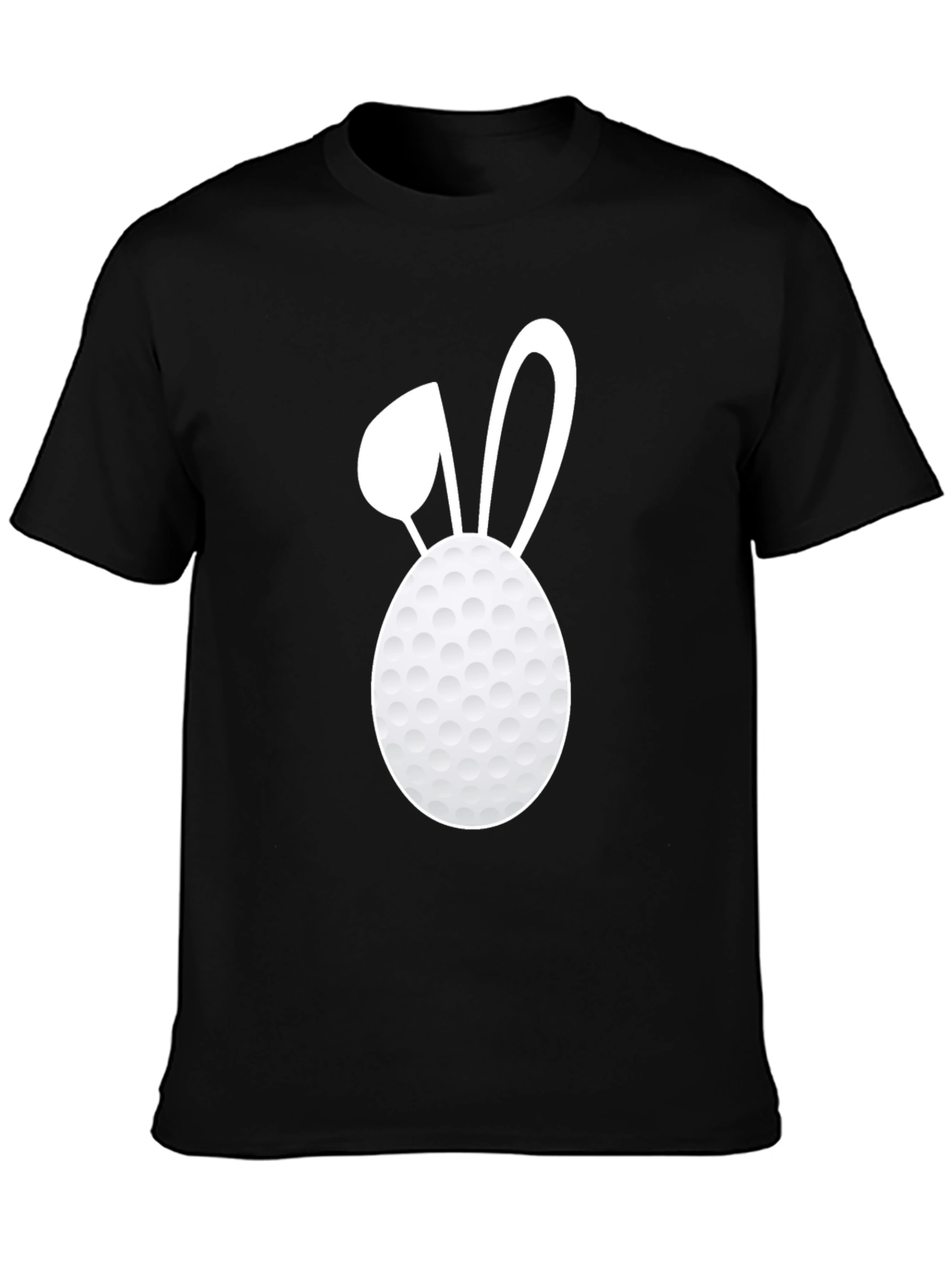 Black Golf Ball Easter Bunny Tee - Black Cotton T-Shirt view 3