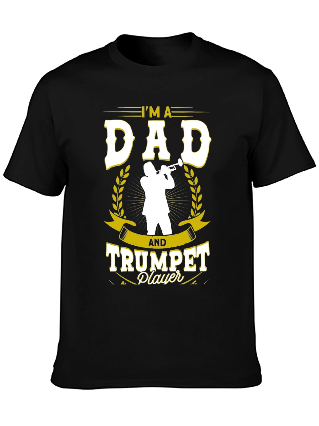 Black Dad and Trumpet Player Black T-Shirt view 3