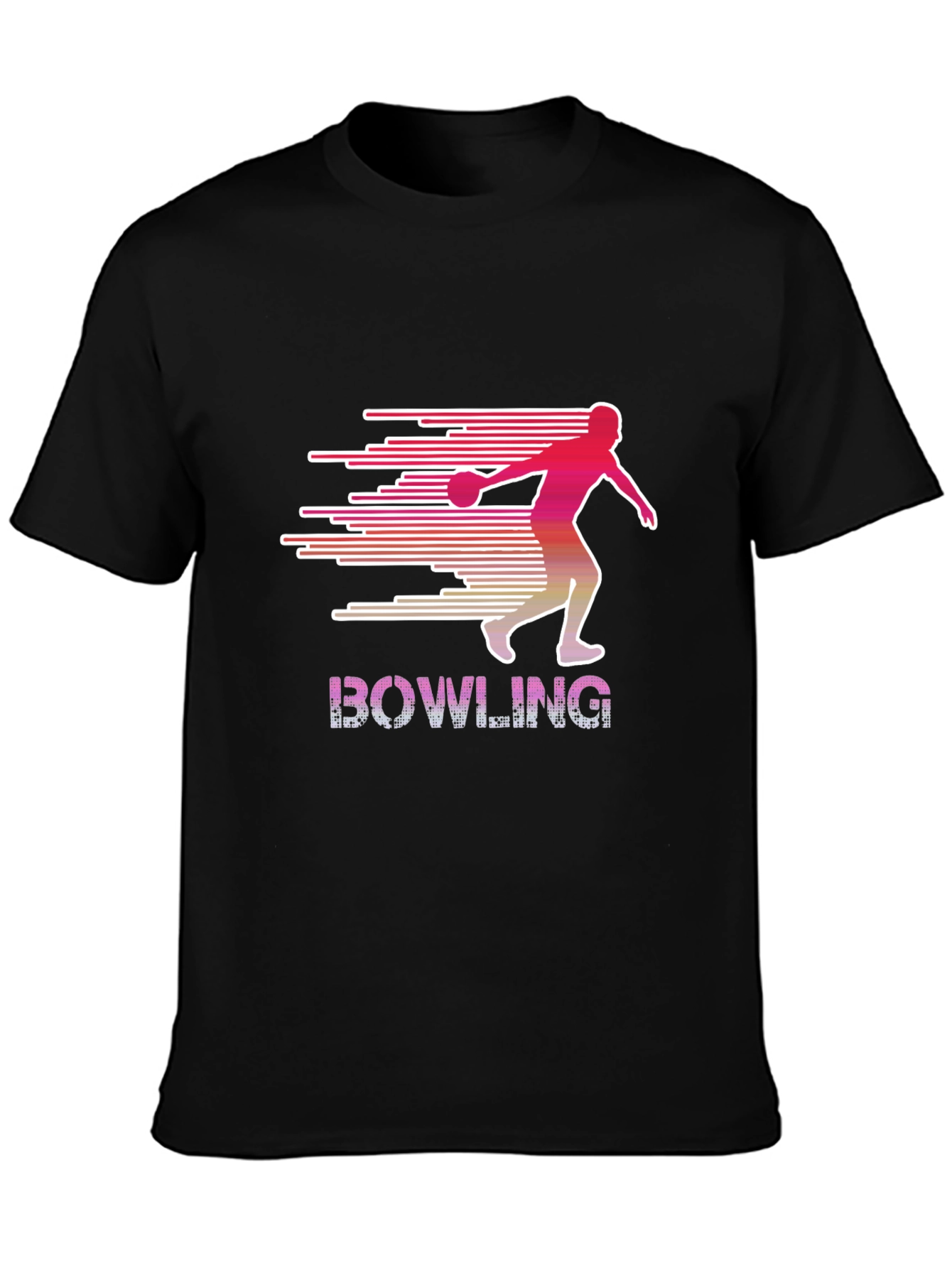 Black Bowling Strike T-Shirt - Retro Style Bowler Tee view 3