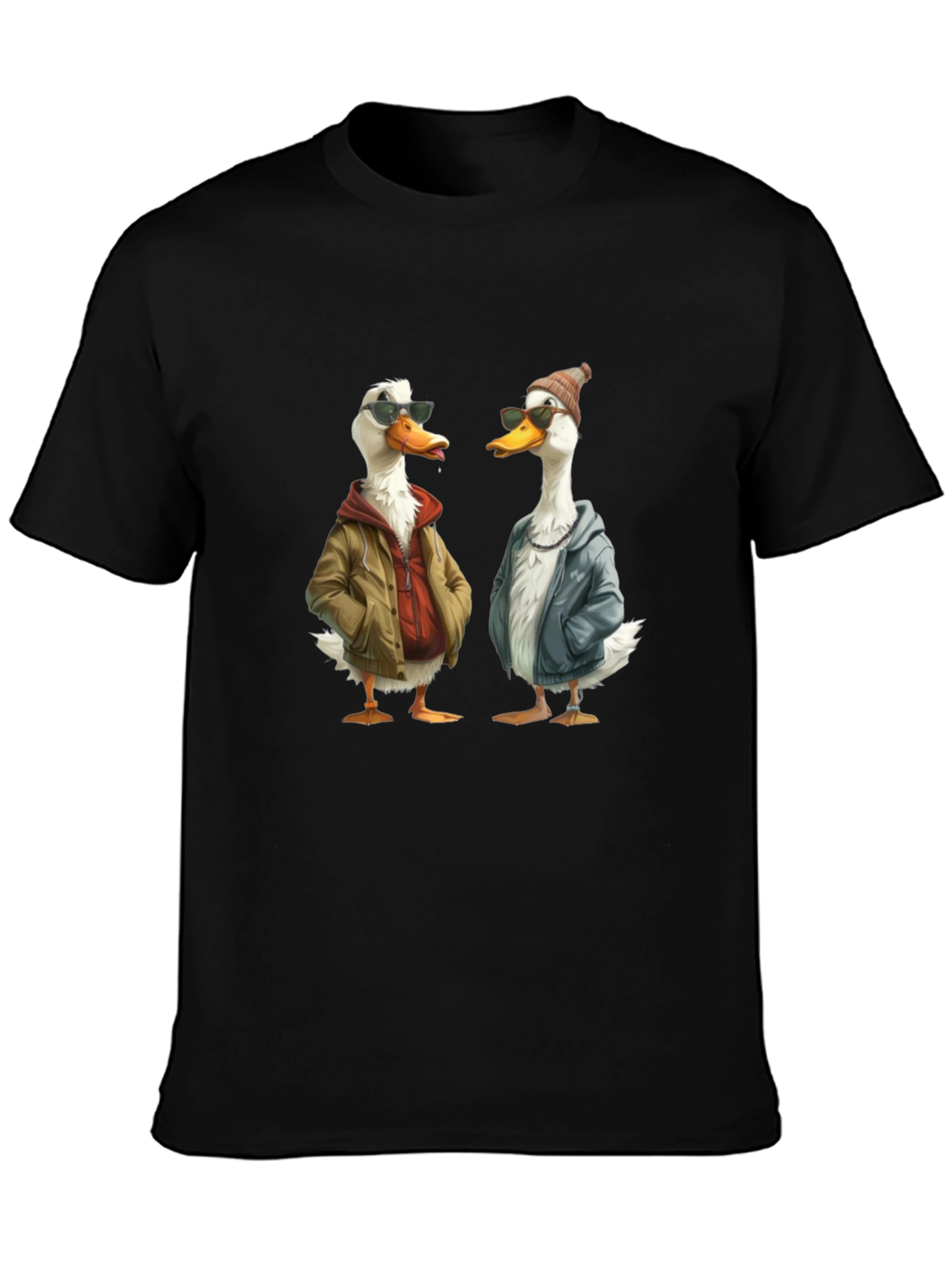 Black Cool Ducks Graphic T-Shirt - Black Crew Neck Tee view 3