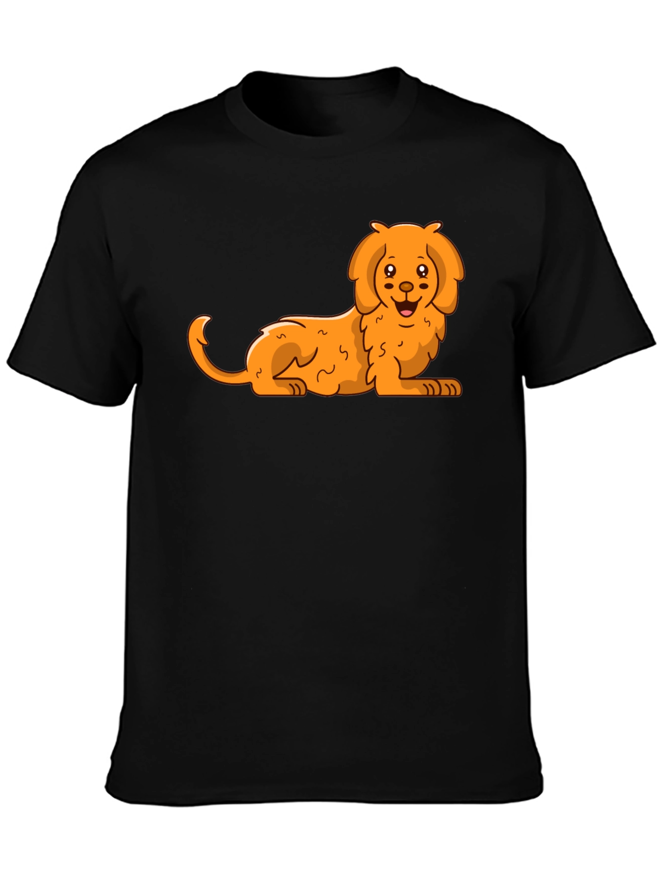 Black Cute Cartoon Dog Black T-Shirt view 3
