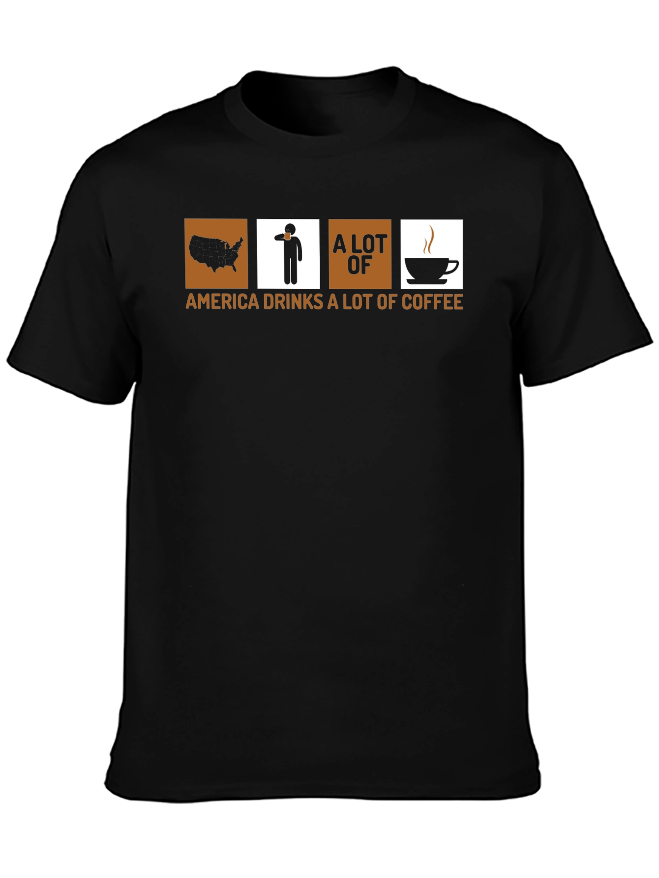 Black America Drinks Coffee Graphic Tee - Black view 3