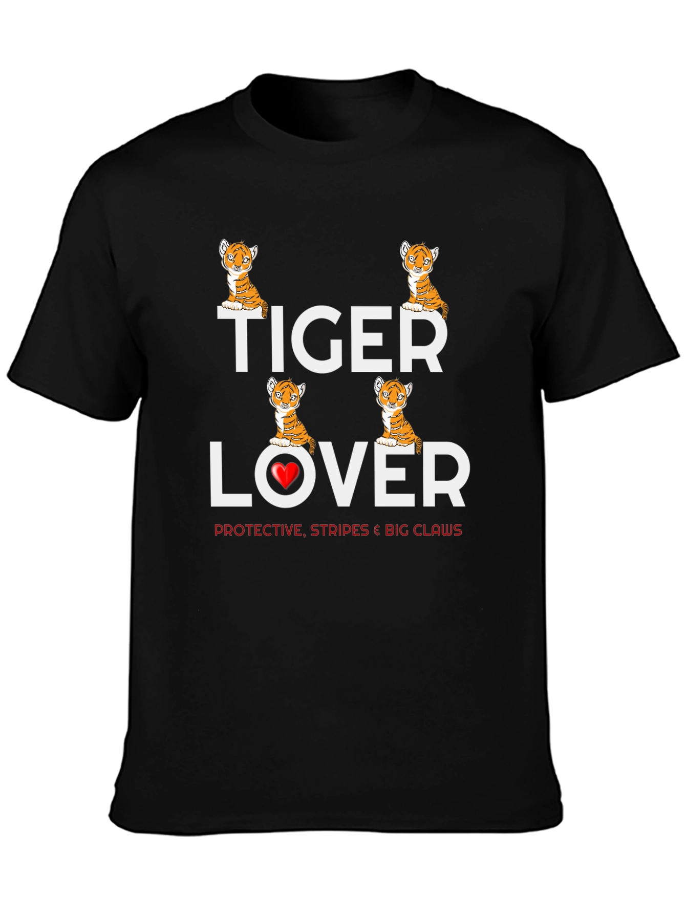 Black Tiger Lover T-Shirt - Cute Animal Graphic Tee view 3