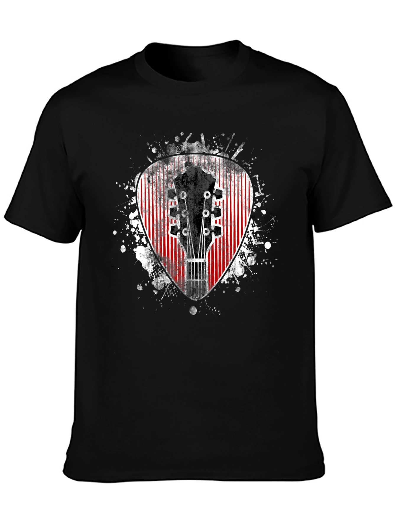 Black Guitar Pick Graphic Tee - Rock & Roll Shirt view 3