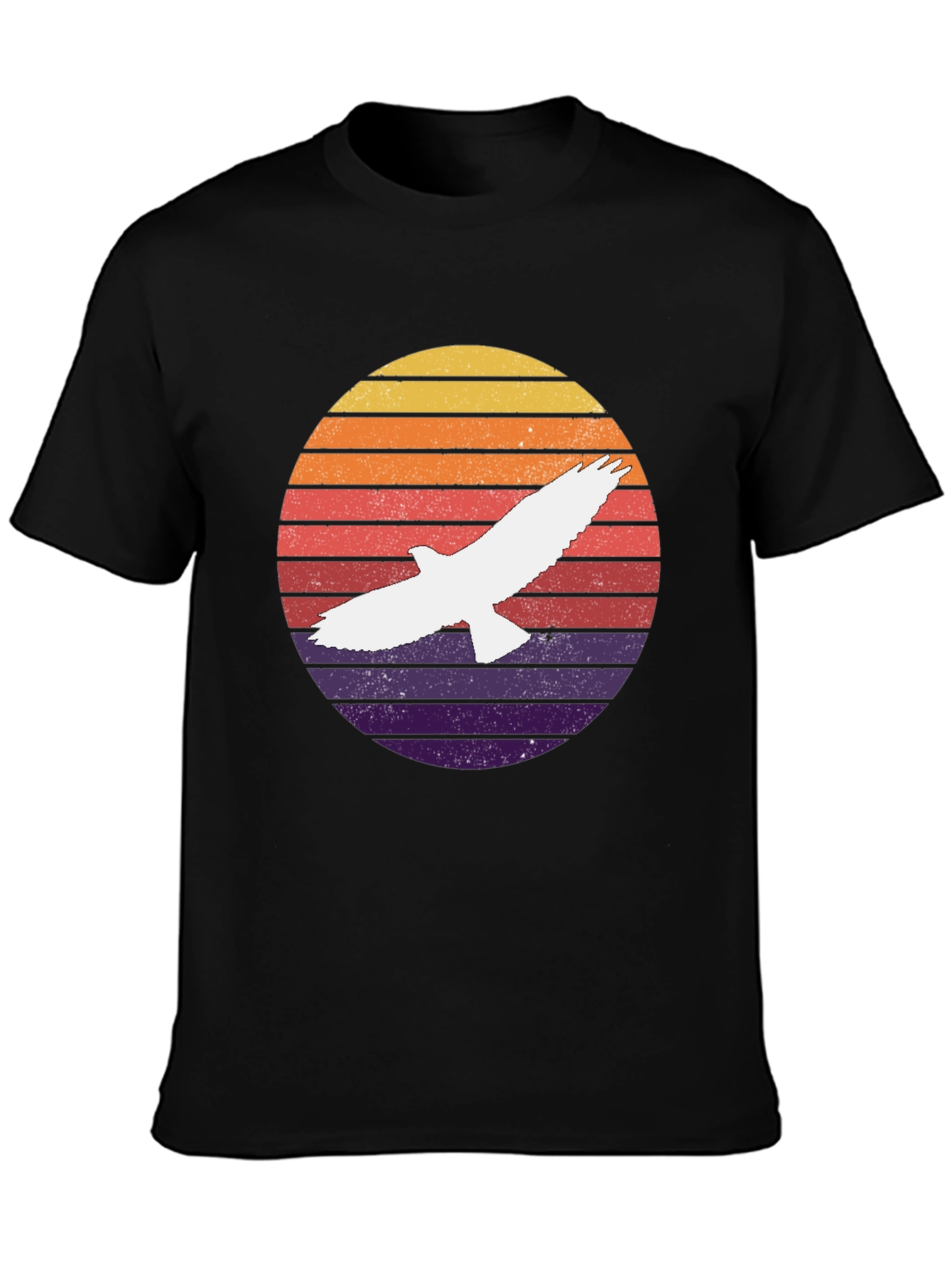 Black Retro Eagle Sunset T-Shirt view 3