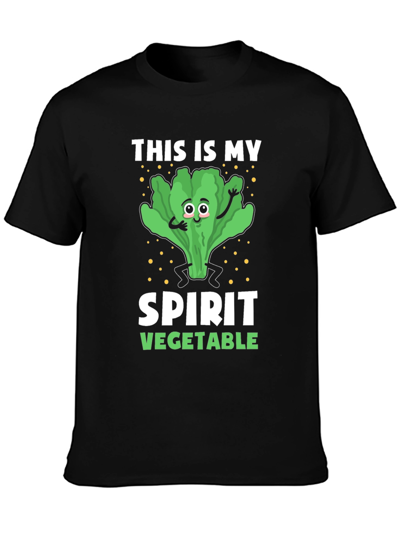 Black Spirit Vegetable T-Shirt - Lettuce Design view 3
