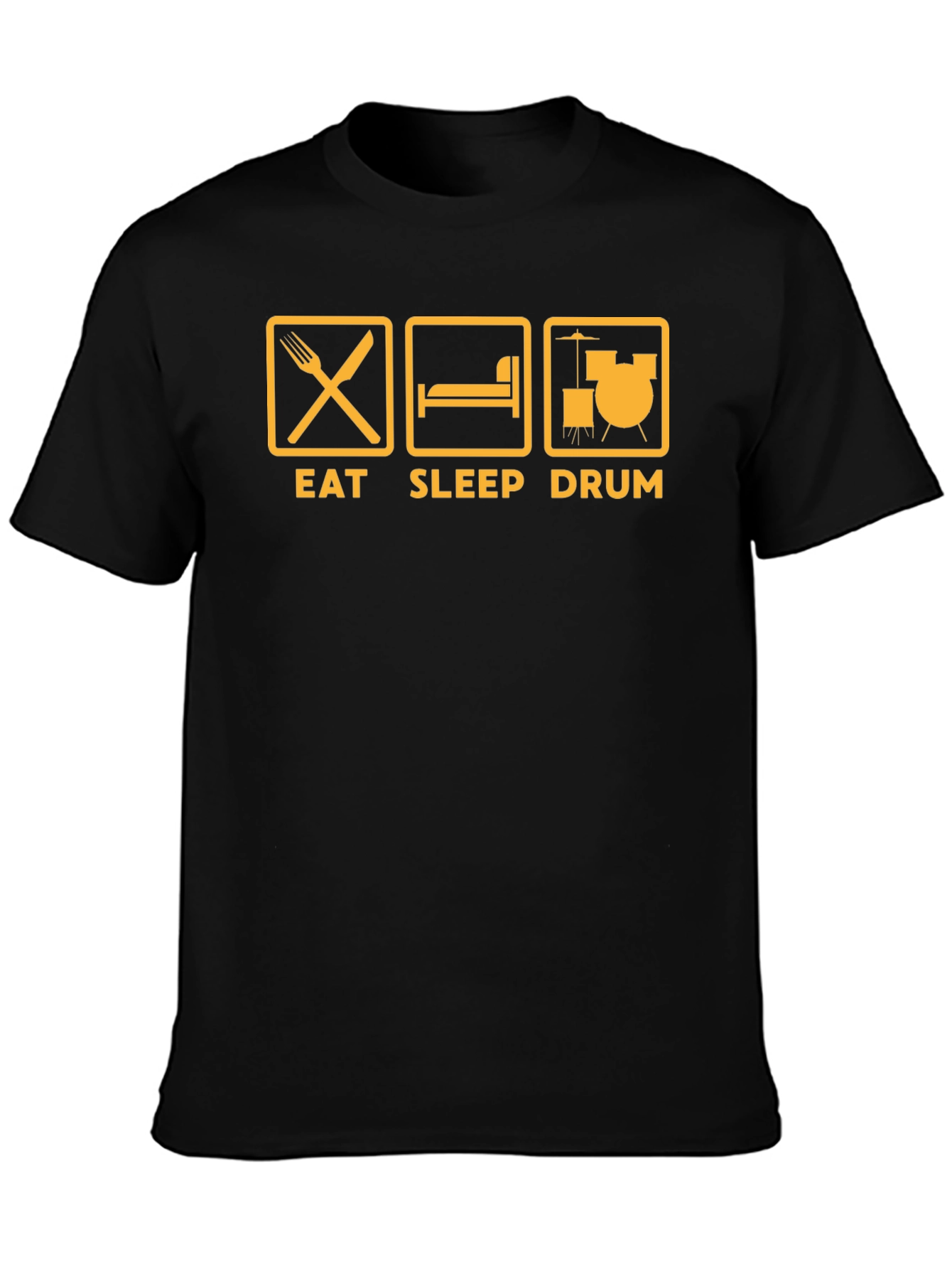 Black Eat Sleep Drum Black T-Shirt view 3