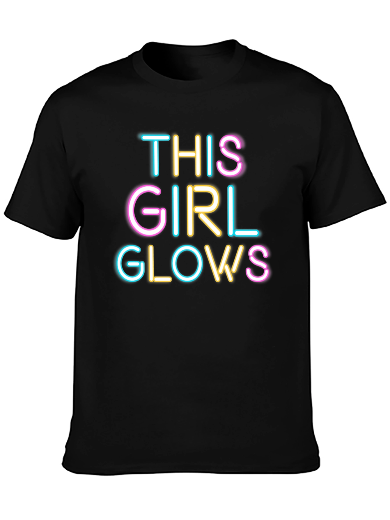 Black This Girl Glows Black Crew Neck Graphic Tee view 3