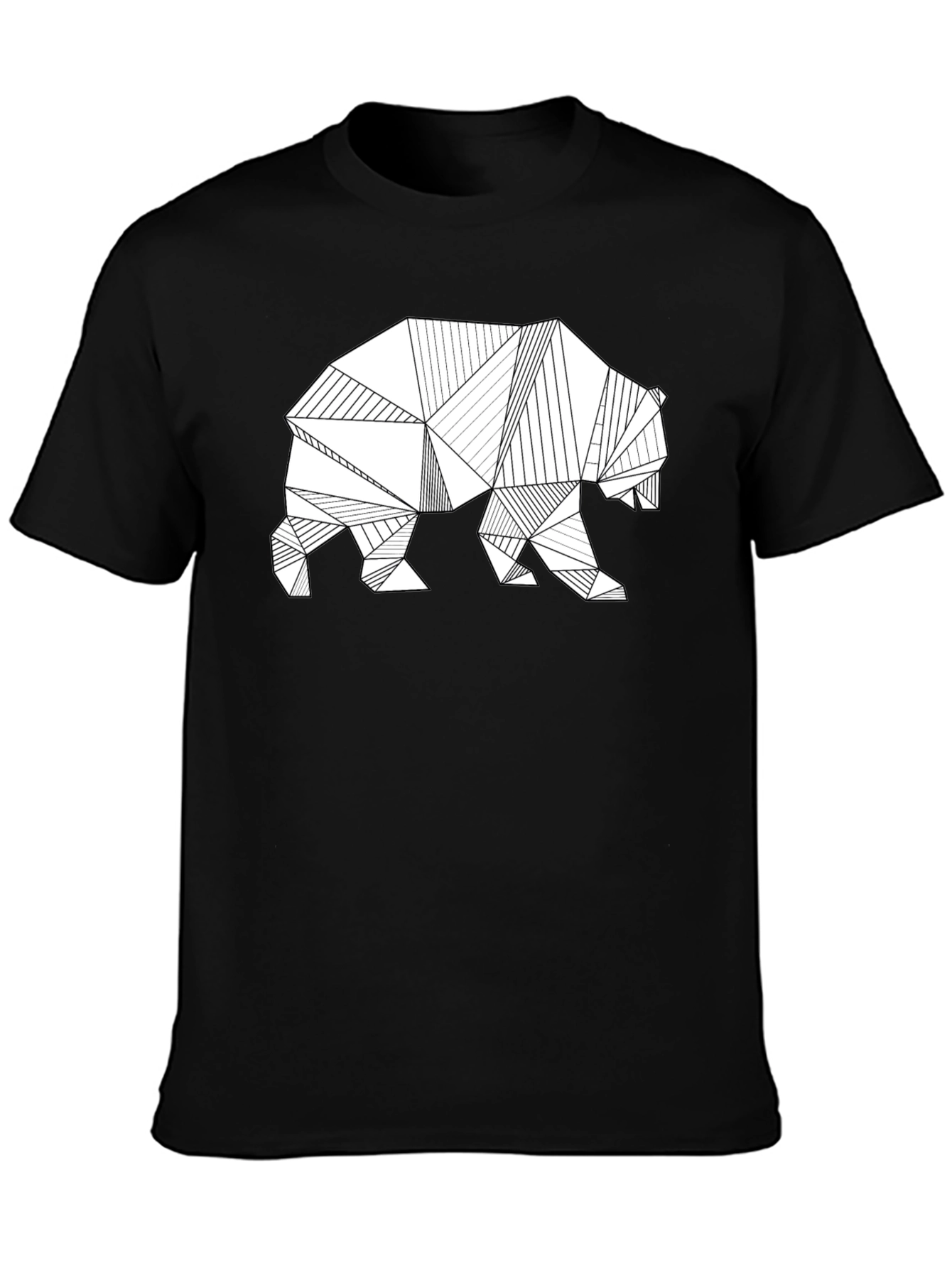 Black Geometric Bear Graphic T-Shirt - Modern Style view 3