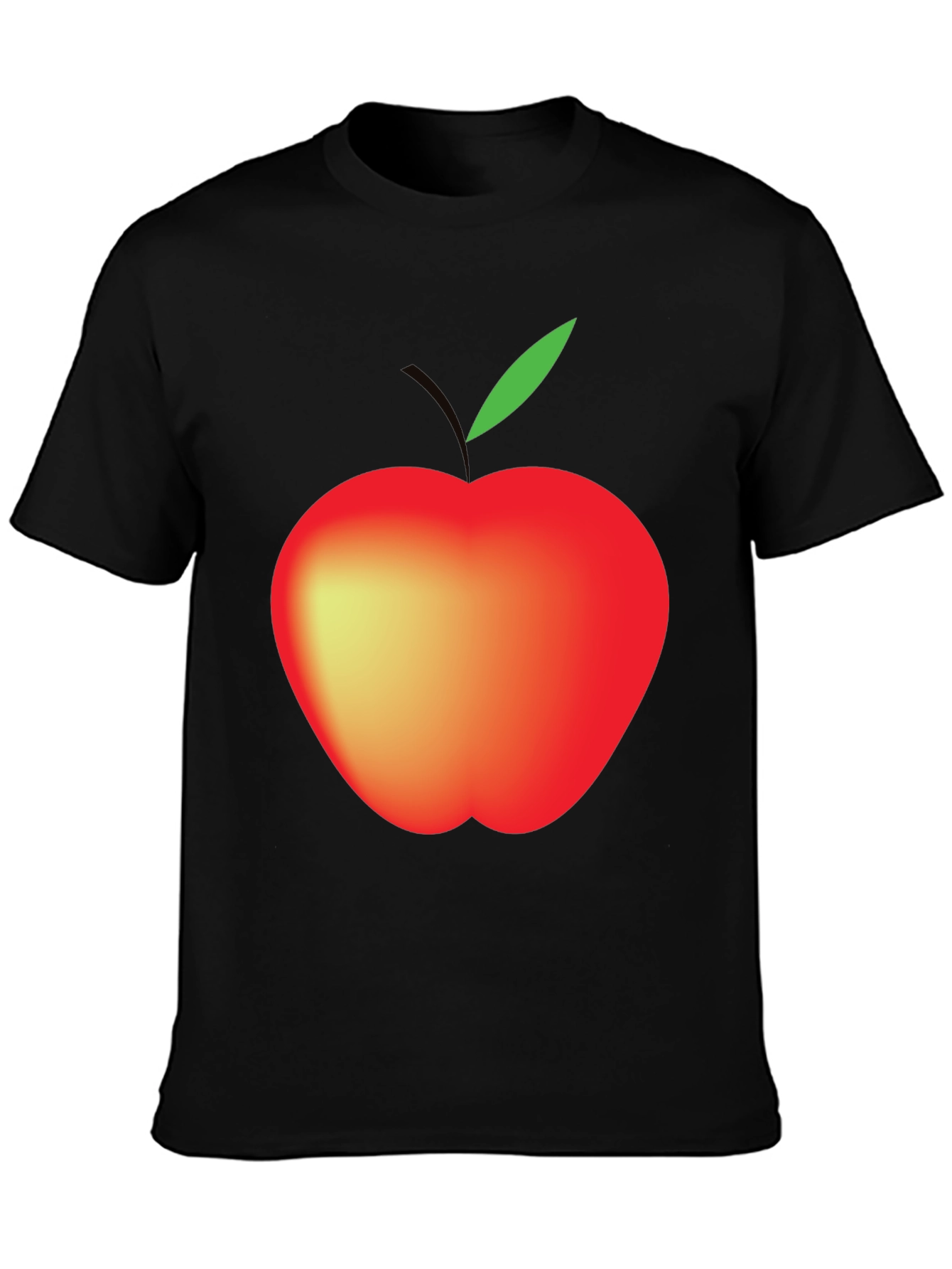 Black Men's Black Apple Graphic T-Shirt view 3