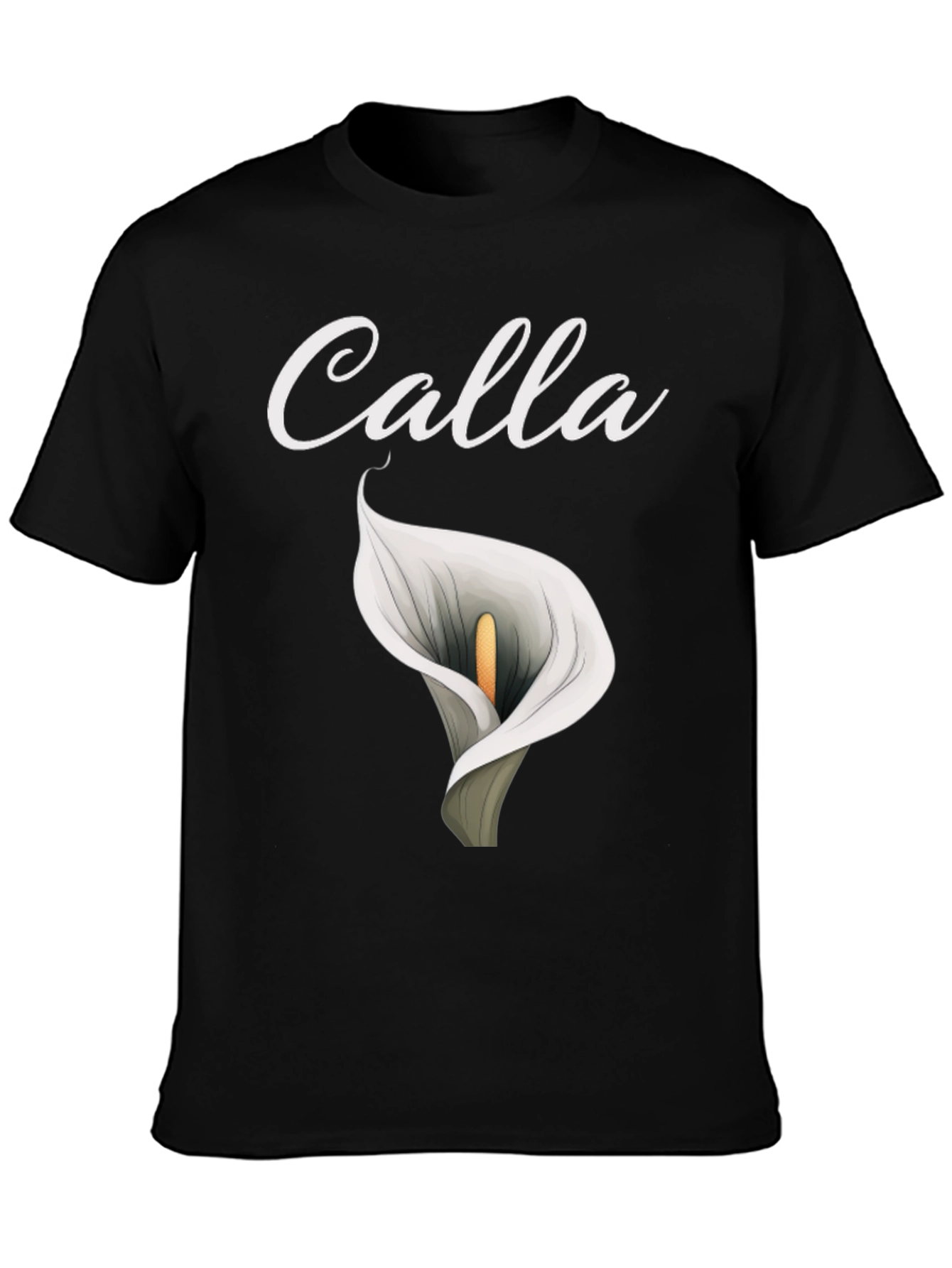 Black Calla Lily Graphic T-Shirt - Elegant Floral Design view 3