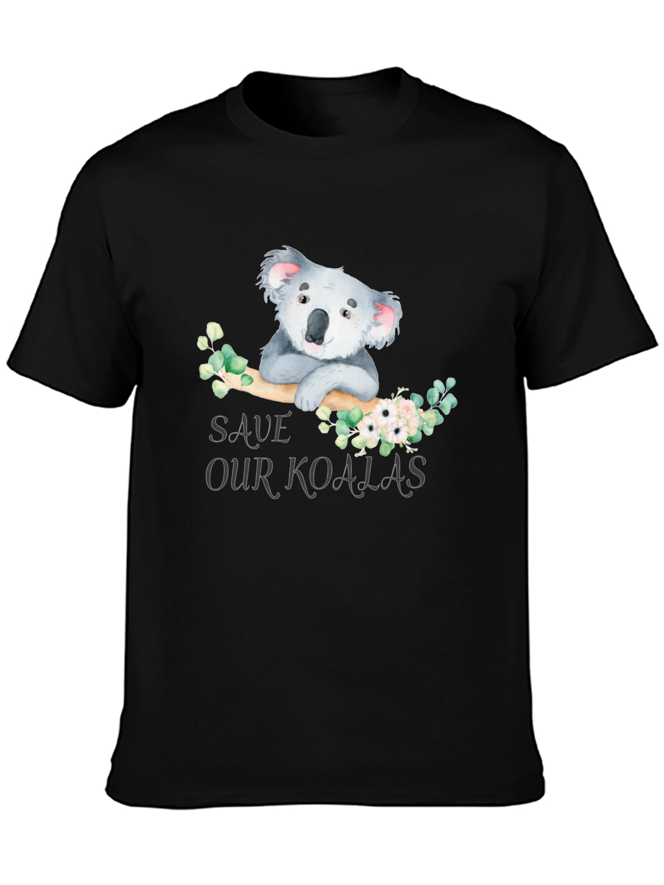 Black Save Our Koalas Graphic Tee - Soft Cotton view 3
