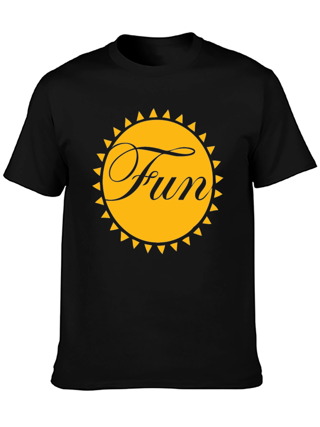 Black Fun Sun Graphic Tee - Black Cotton T-Shirt view 3