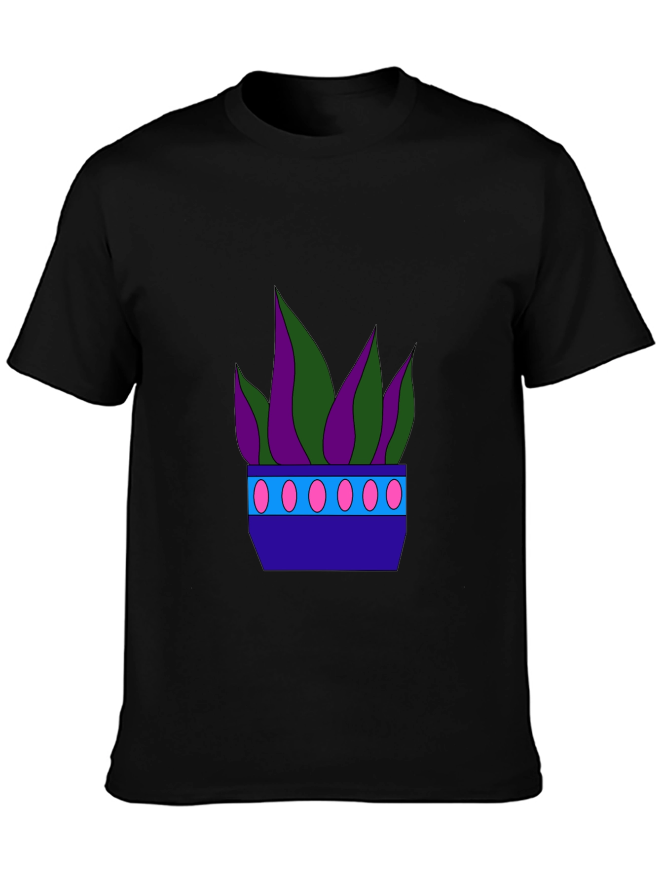 Black Funky Potted Plant Graphic Tee view 3