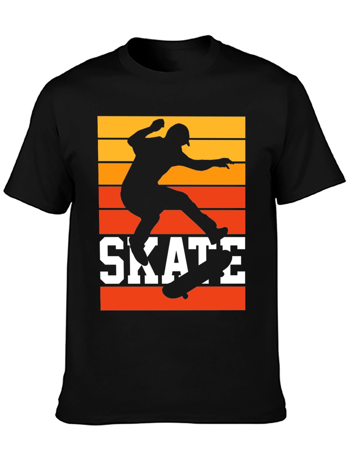 Black Retro Skate T-Shirt - Cool Skater Design view 3