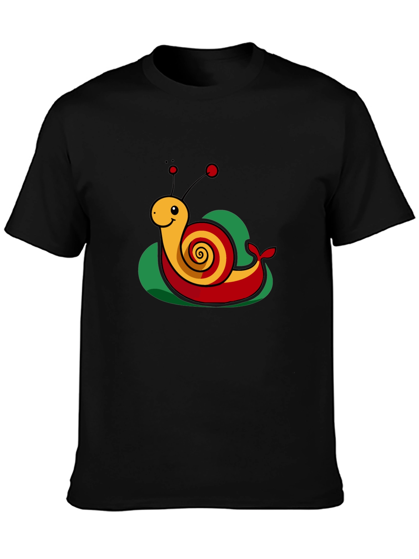 Black Snail Cartoon Graphic Tee - Black Cotton Casual Shirt view 3