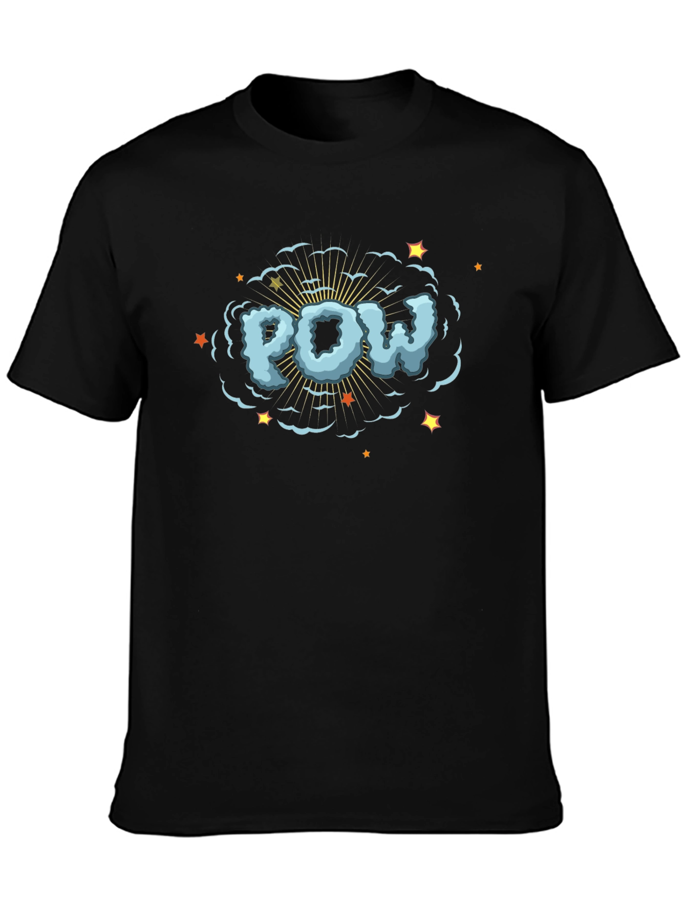 Black POW Comic Style Graphic Print T-Shirt view 3