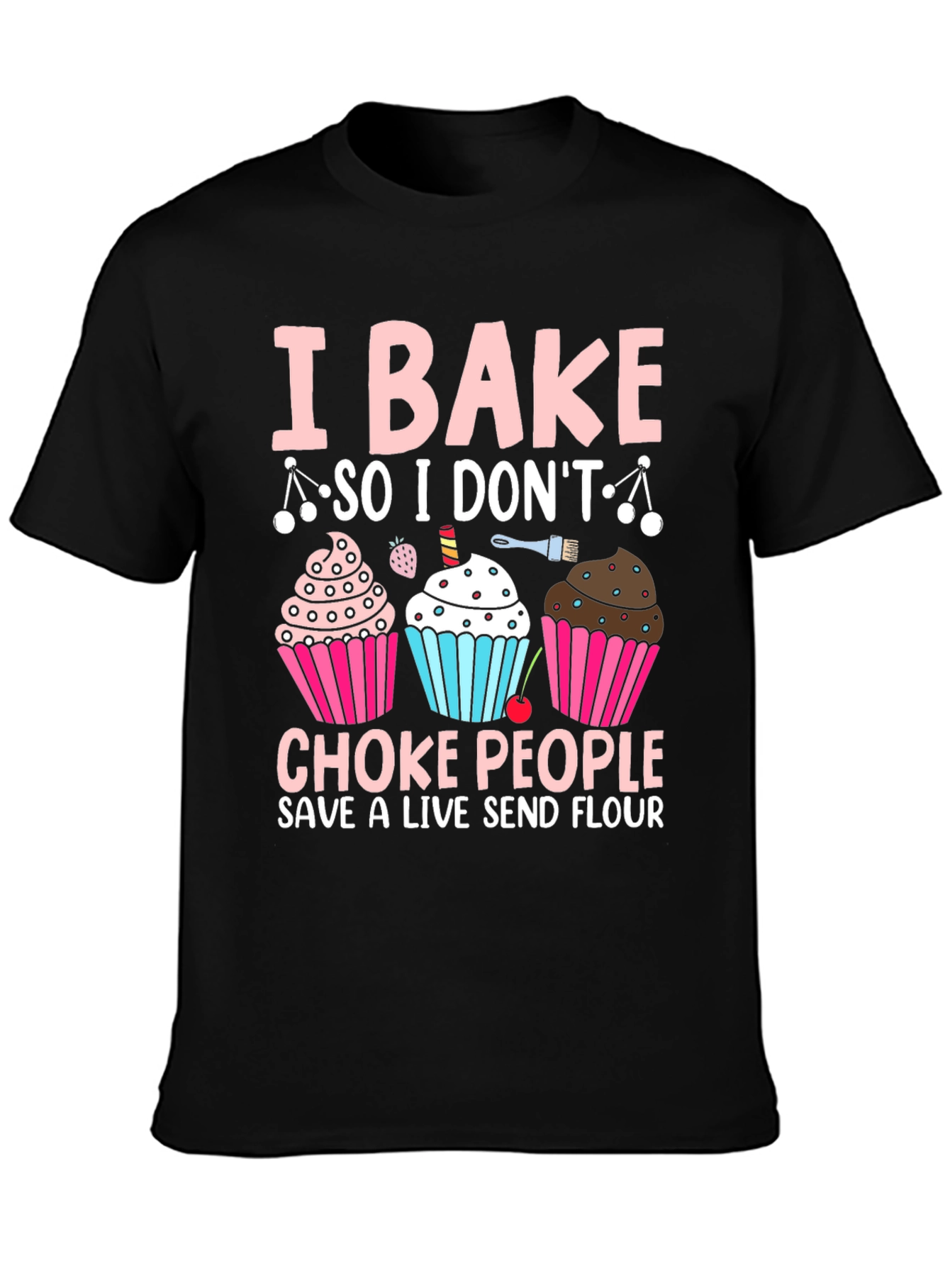 Black I Bake Funny T-Shirt view 3