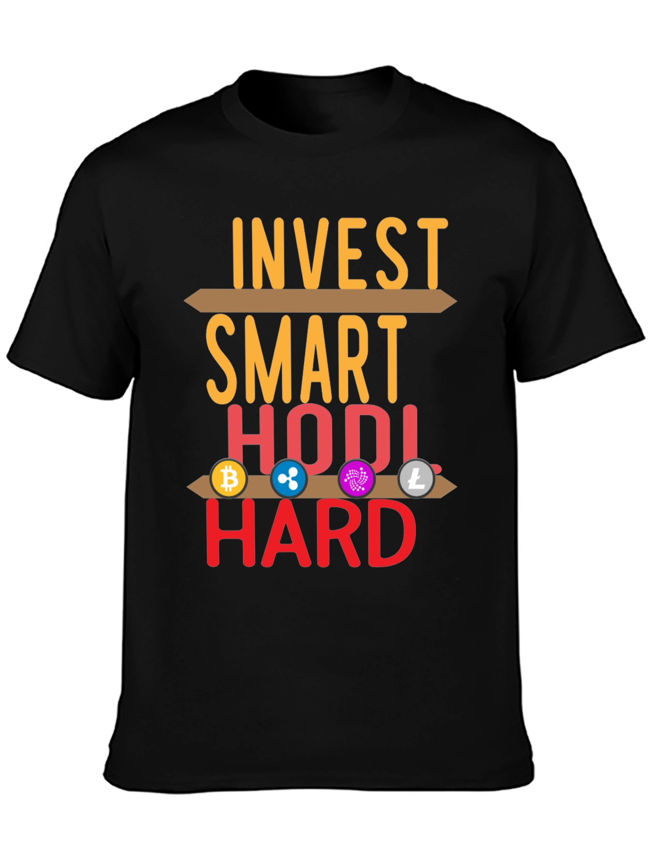 Black Invest Smart HODL Hard Crypto T-Shirt view 3