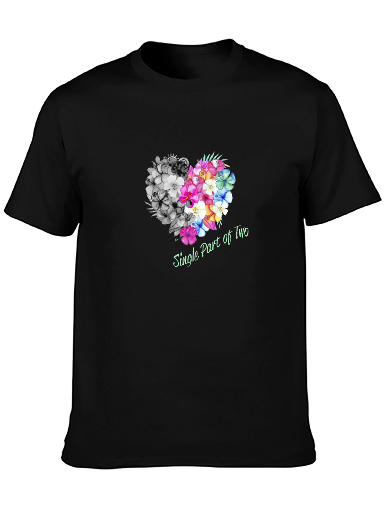 Black Single Part of Two Floral Heart T-Shirt view 3