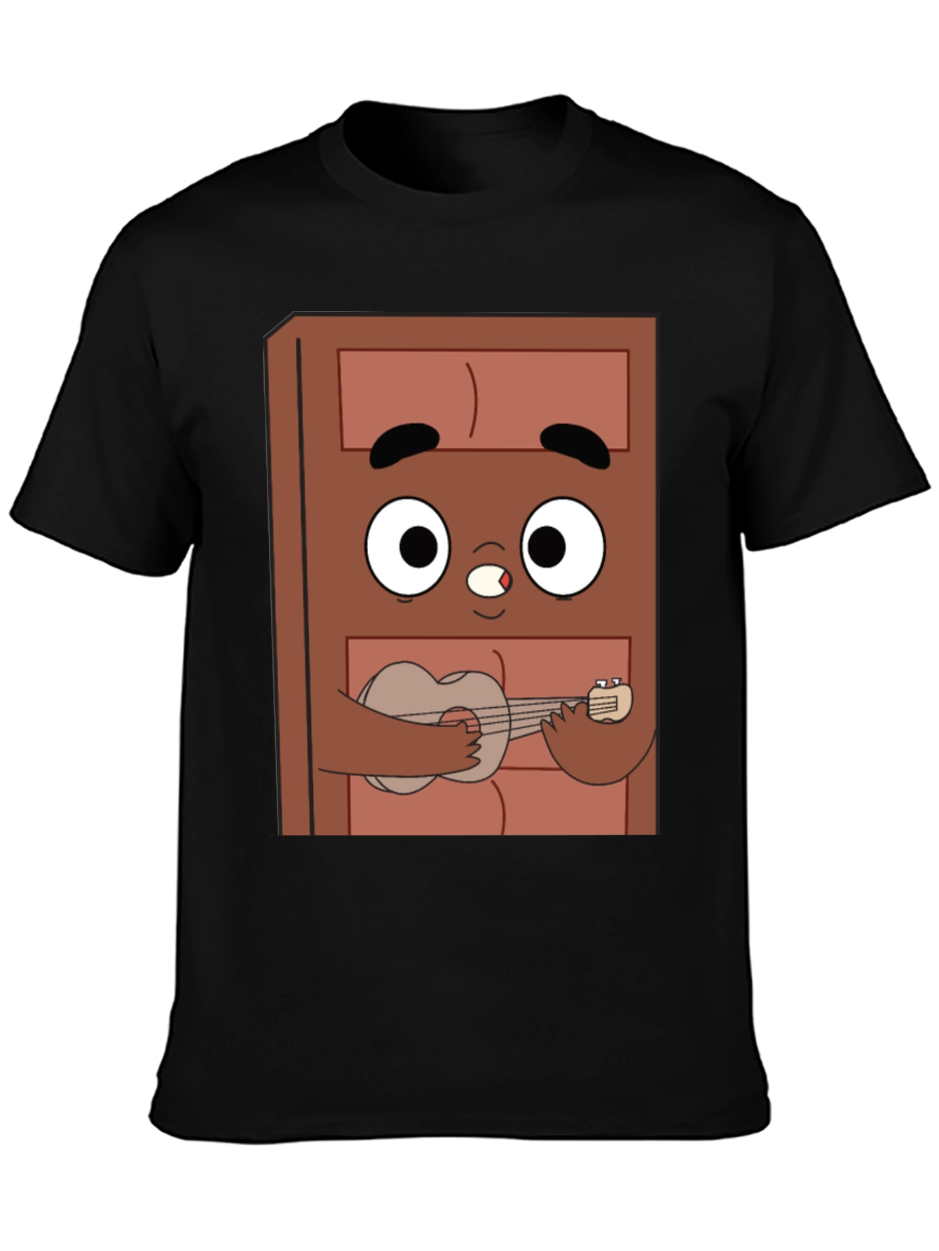 Black Cartoon Character Ukulele T-Shirt view 3