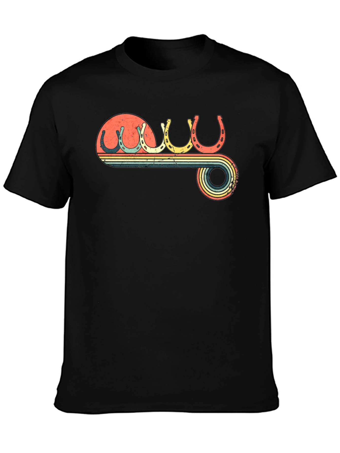 Black Retro Horseshoe T-Shirt - Lucky Vintage Style view 3