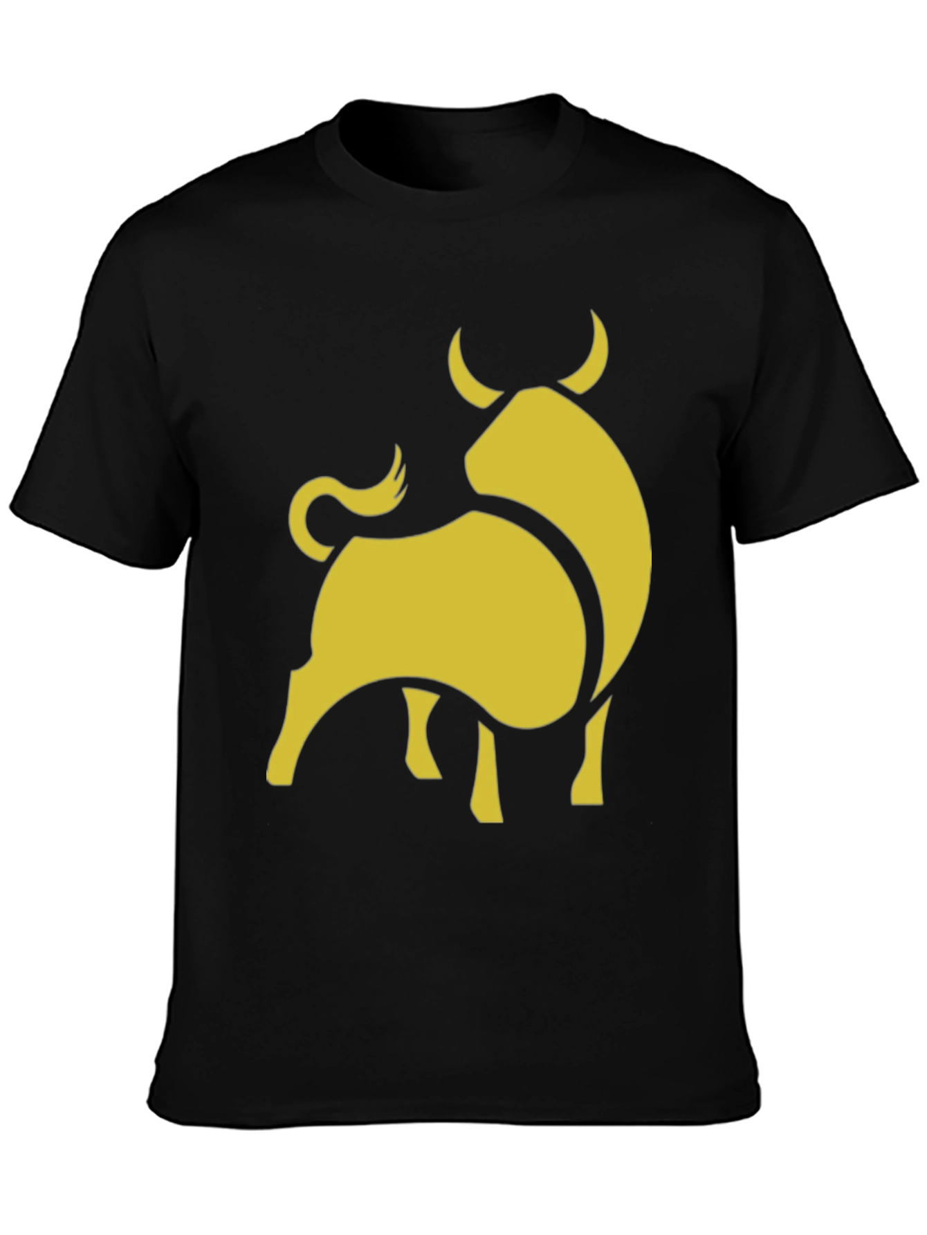Black Stylish Black Tee with Gold Bull Graphic view 3