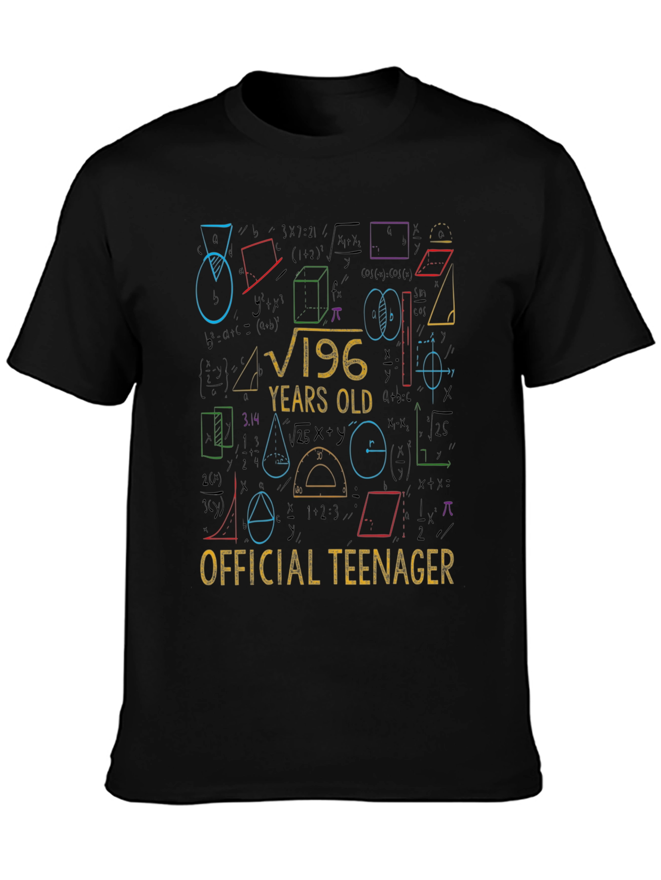 Black Funny 14th Birthday Math Equation Teenager T-Shirt view 3