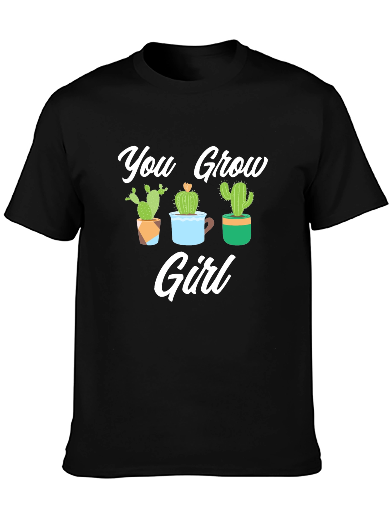 Black You Grow Girl Cactus Graphic Tee Shirt view 3