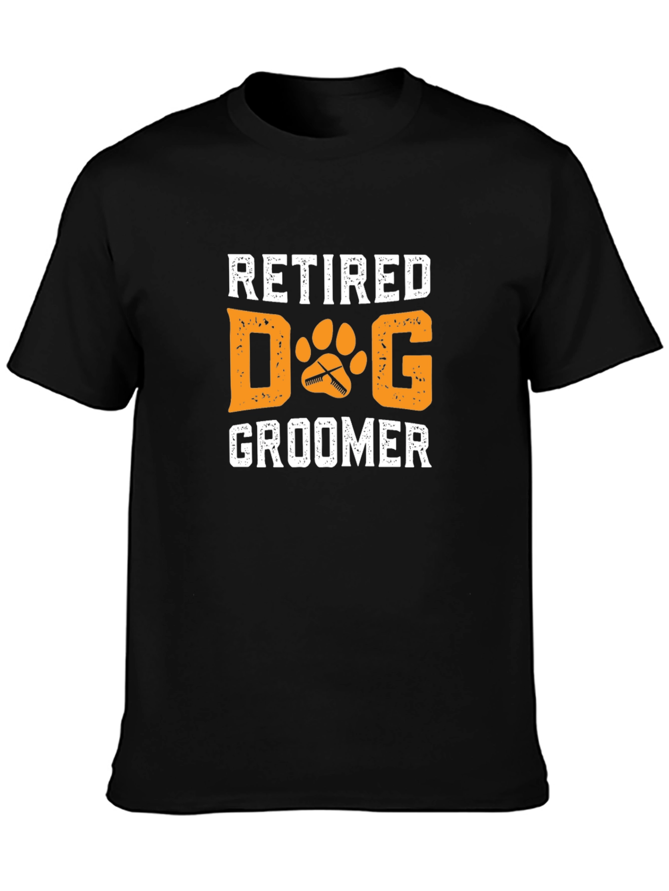 Black Retired Dog Groomer T-Shirt, Black Cotton Tee view 3