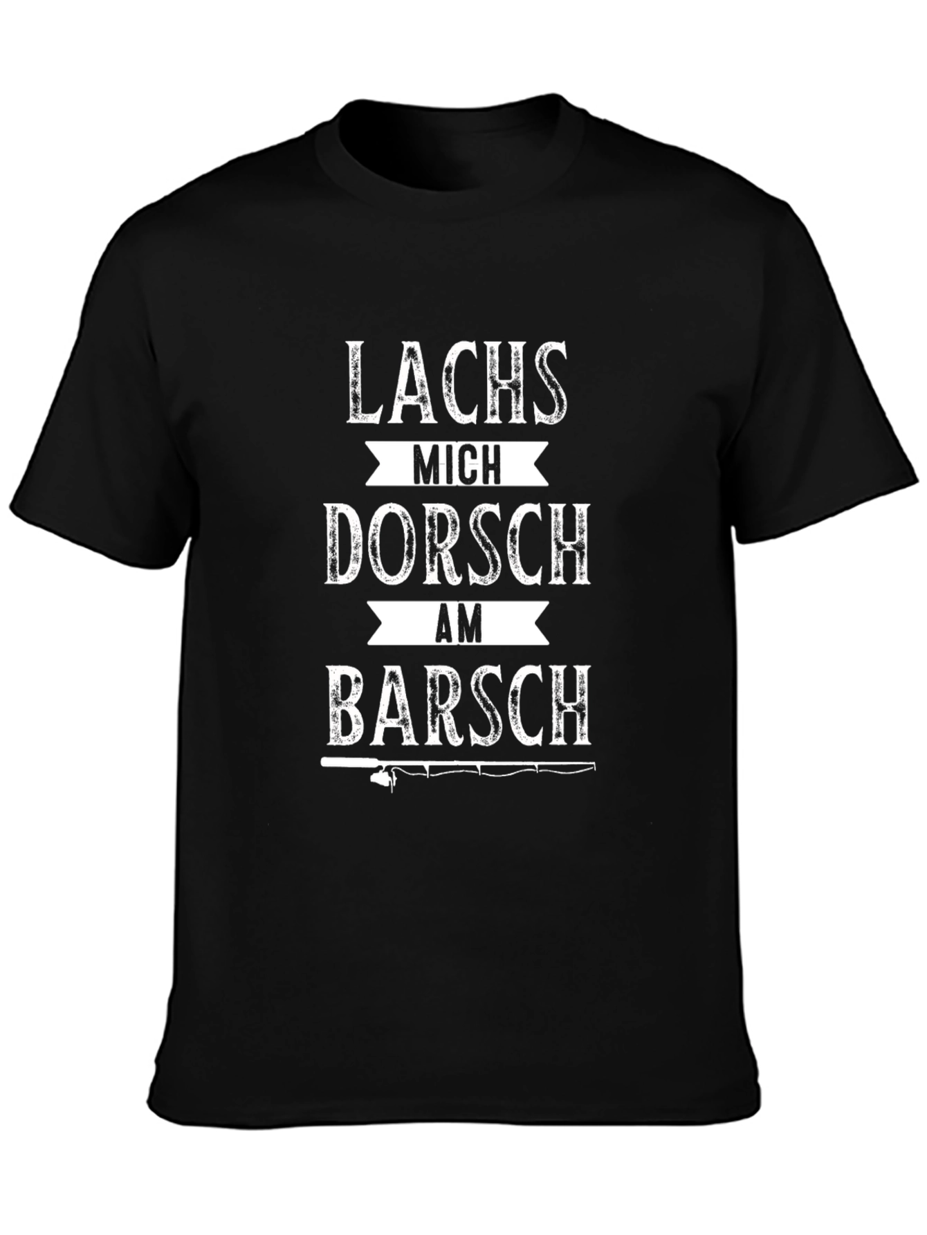 Black Fishing Humor Graphic T-Shirt - "Lachs Mich Dorsch Am Barsch" view 3