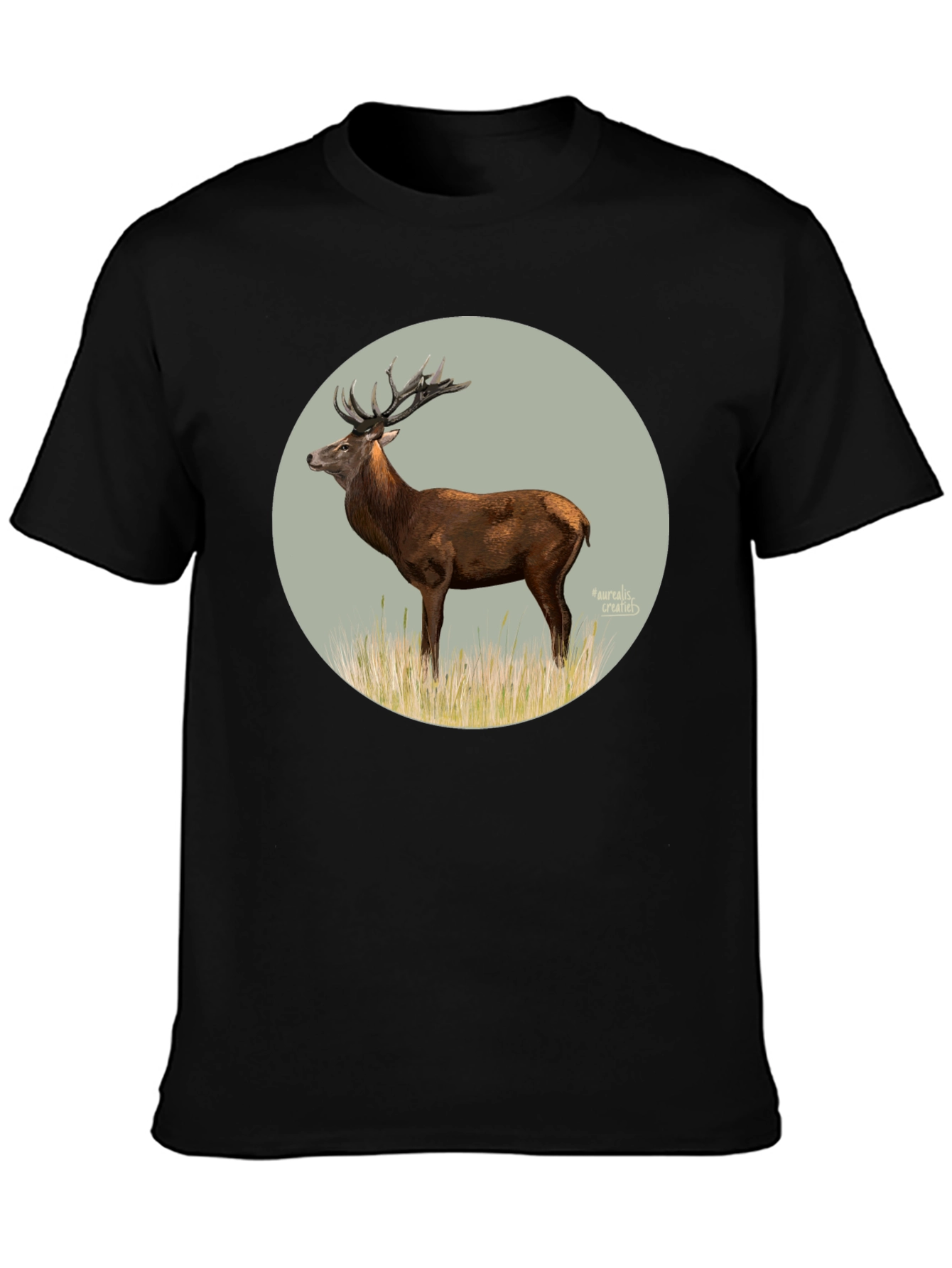 Black Deer Graphic Tee - Black Cotton T-Shirt view 3